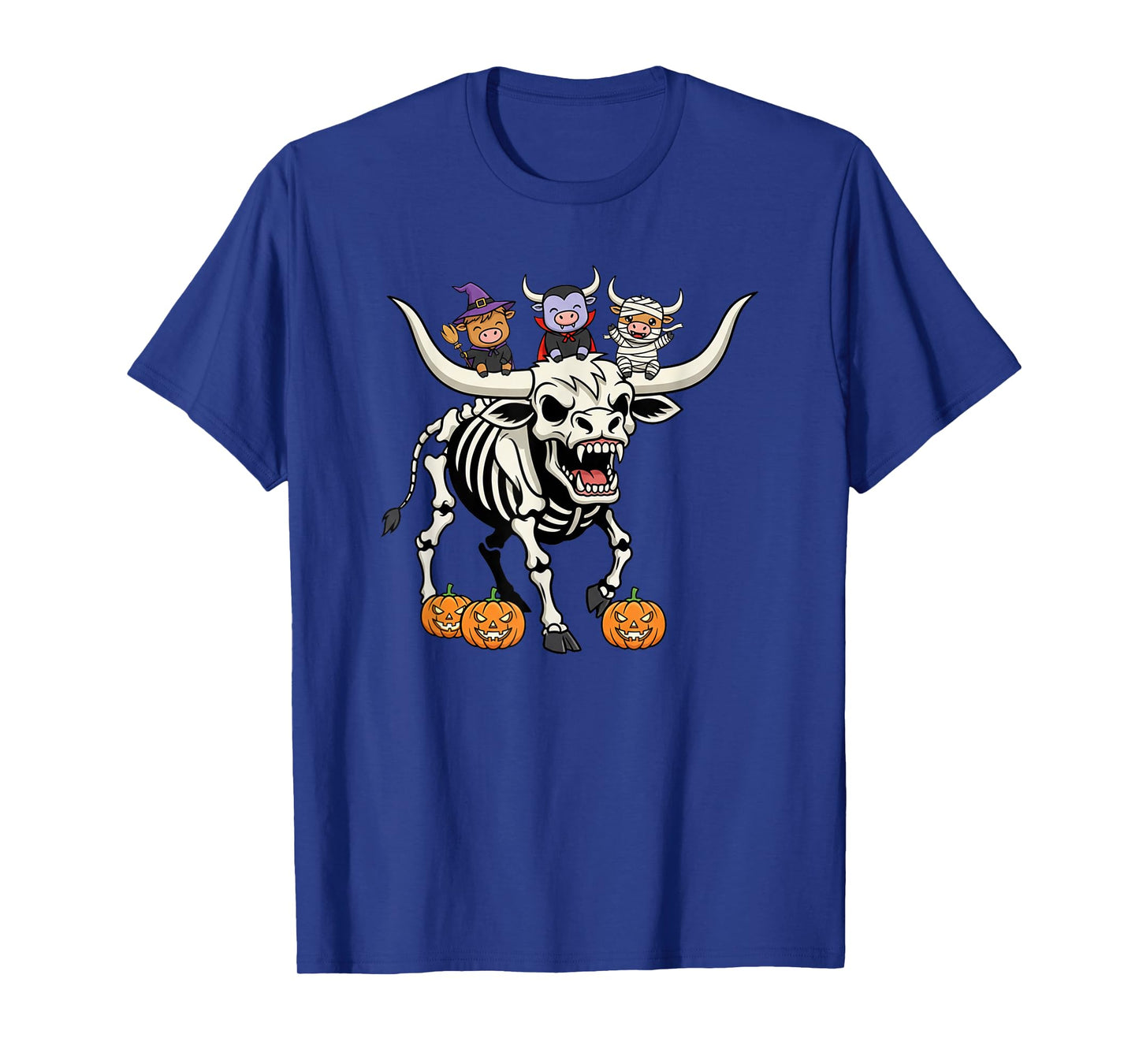 Highland Cow Skeleton Mummy Witch Halloween Kids Mens Womens T-Shirt