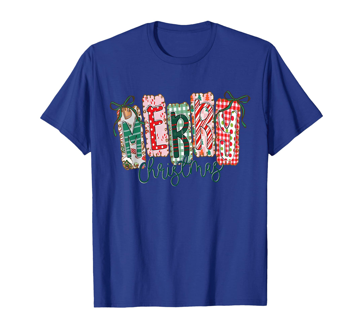Retro Preppy Merry Christmas Funny Coquette Bow Girly Xmas T-Shirt