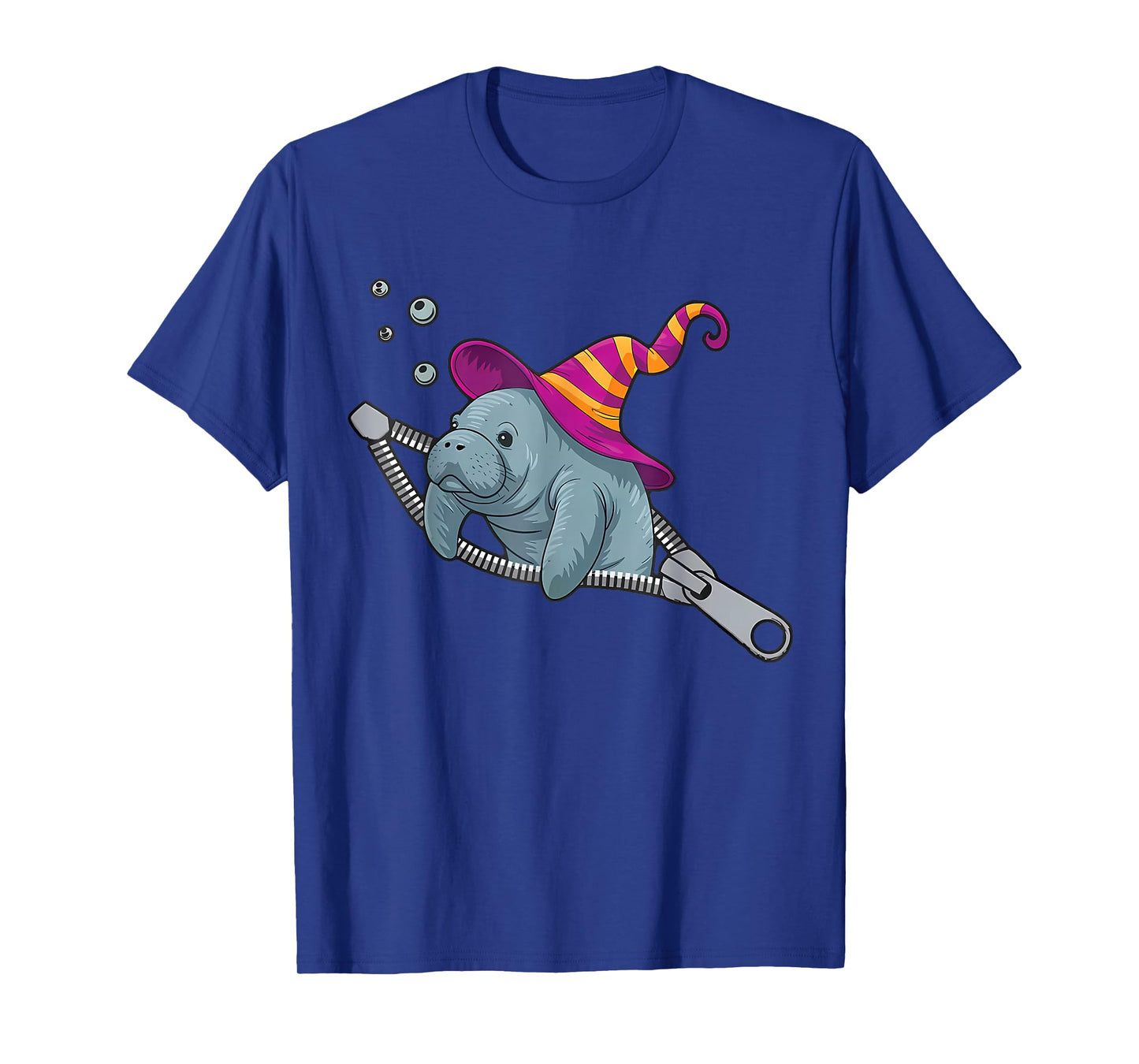Manatee Emerging from A Zipper Cute Manatee Halloween Wizard T-Shirt
