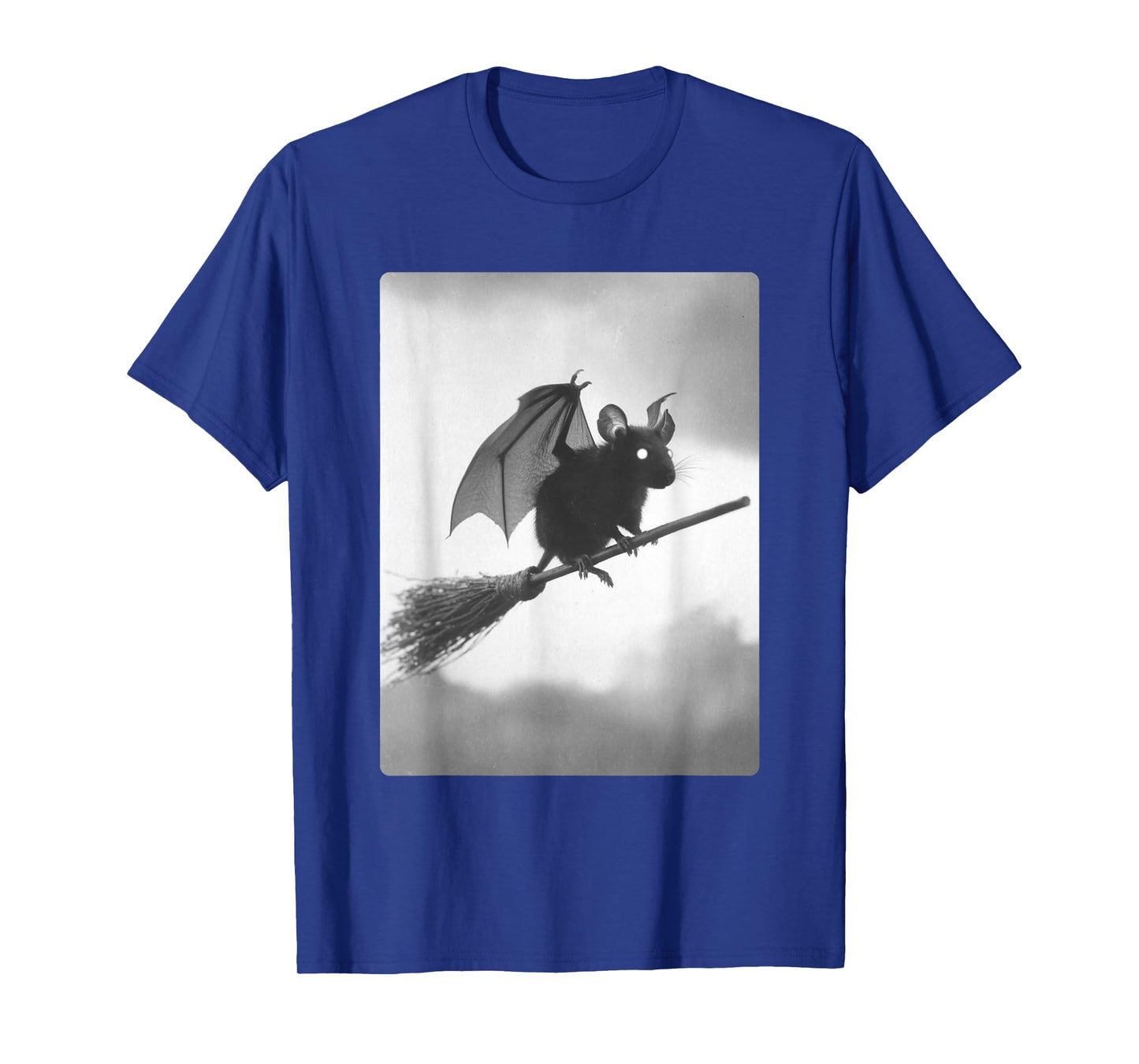 Gothic Rat Witch Broom Bat Wings Spooky Halloween Animal T-Shirt