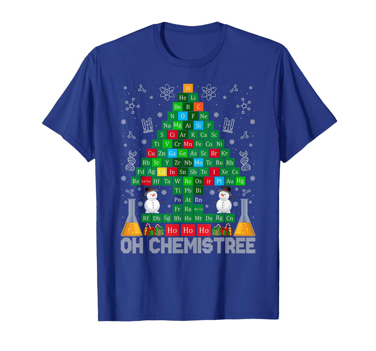 Chemistry Science Ugly Christmas Tree Snowman Oh Chemistree T-Shirt