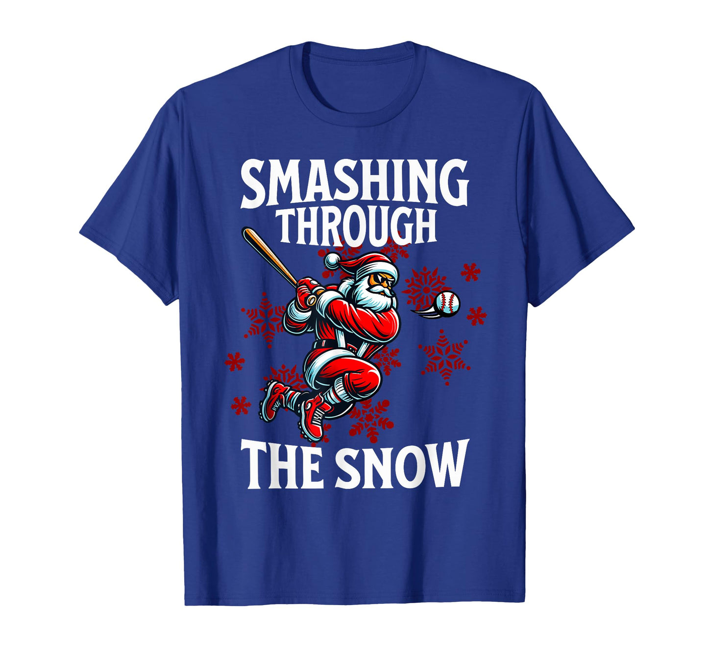 Baseball Christmas Smashing Through The Snow Santa Sports T-Shirt