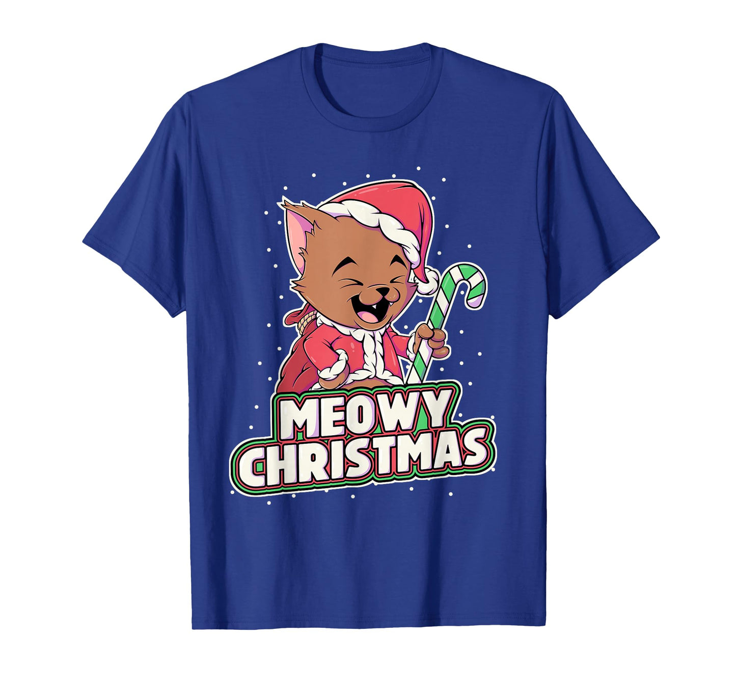 Meowy Christmas Alley Cat Lovers Santa Cat Xmas Brown Cat T-Shirt
