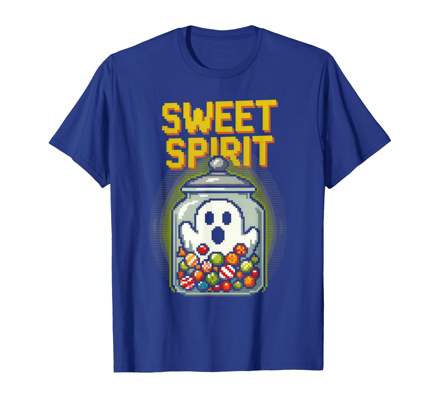 Sweet Spirit Funny Pixel Art Ghost and Candies Halloween T-Shirt