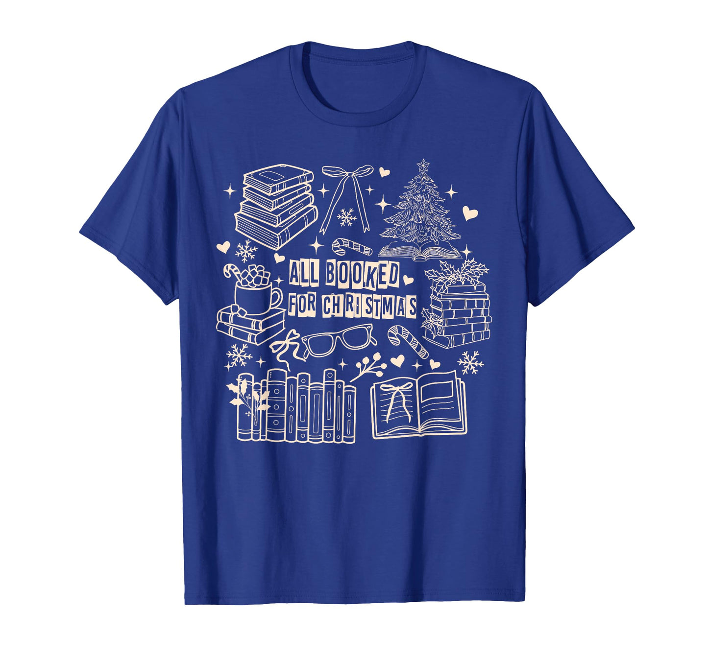 All Booked for Christmas Coquette Librarian Teacher Bookish T-Shirt