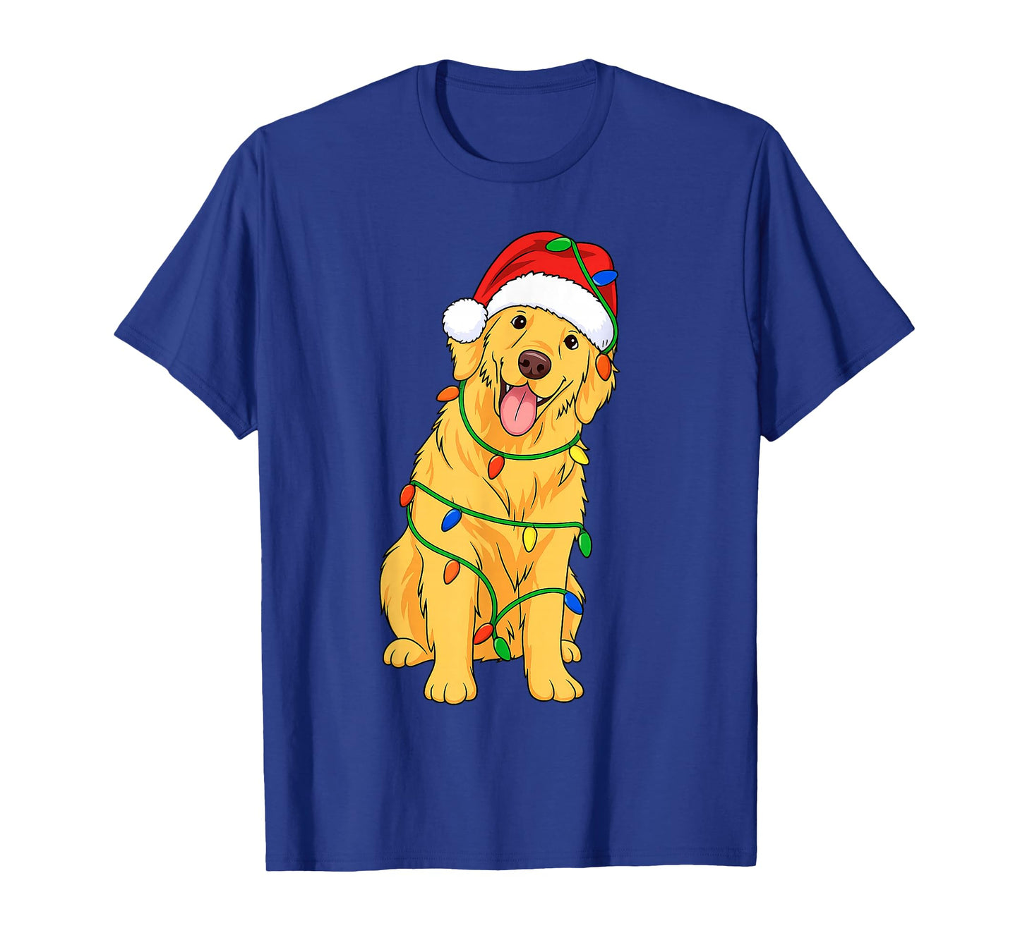 Golden Retriever Christmas Tree Lights Holiday Dog Lover T-Shirt