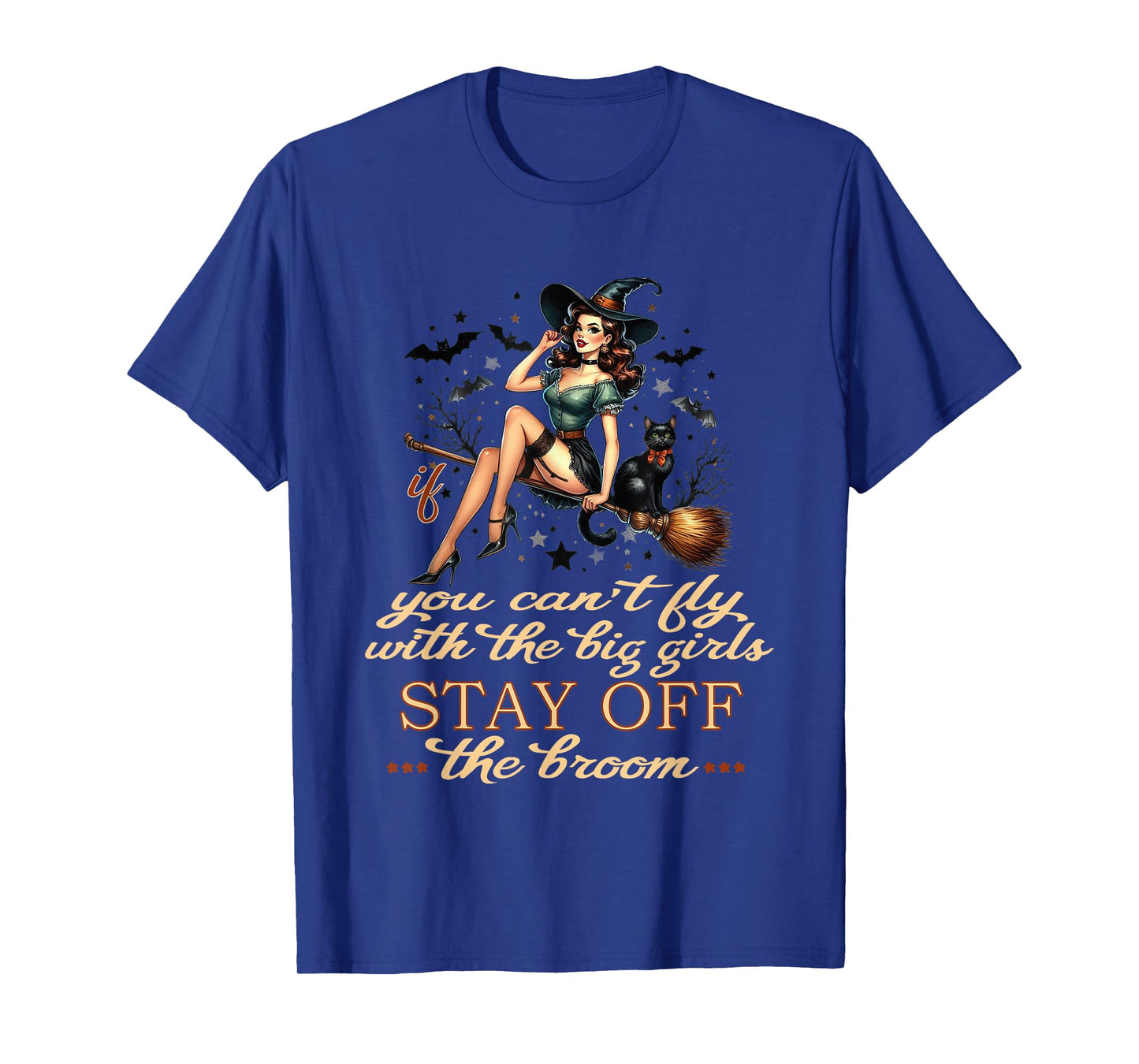 Halloween Witch Funny Fly with The Big Girls Pin Up Satire T-Shirt