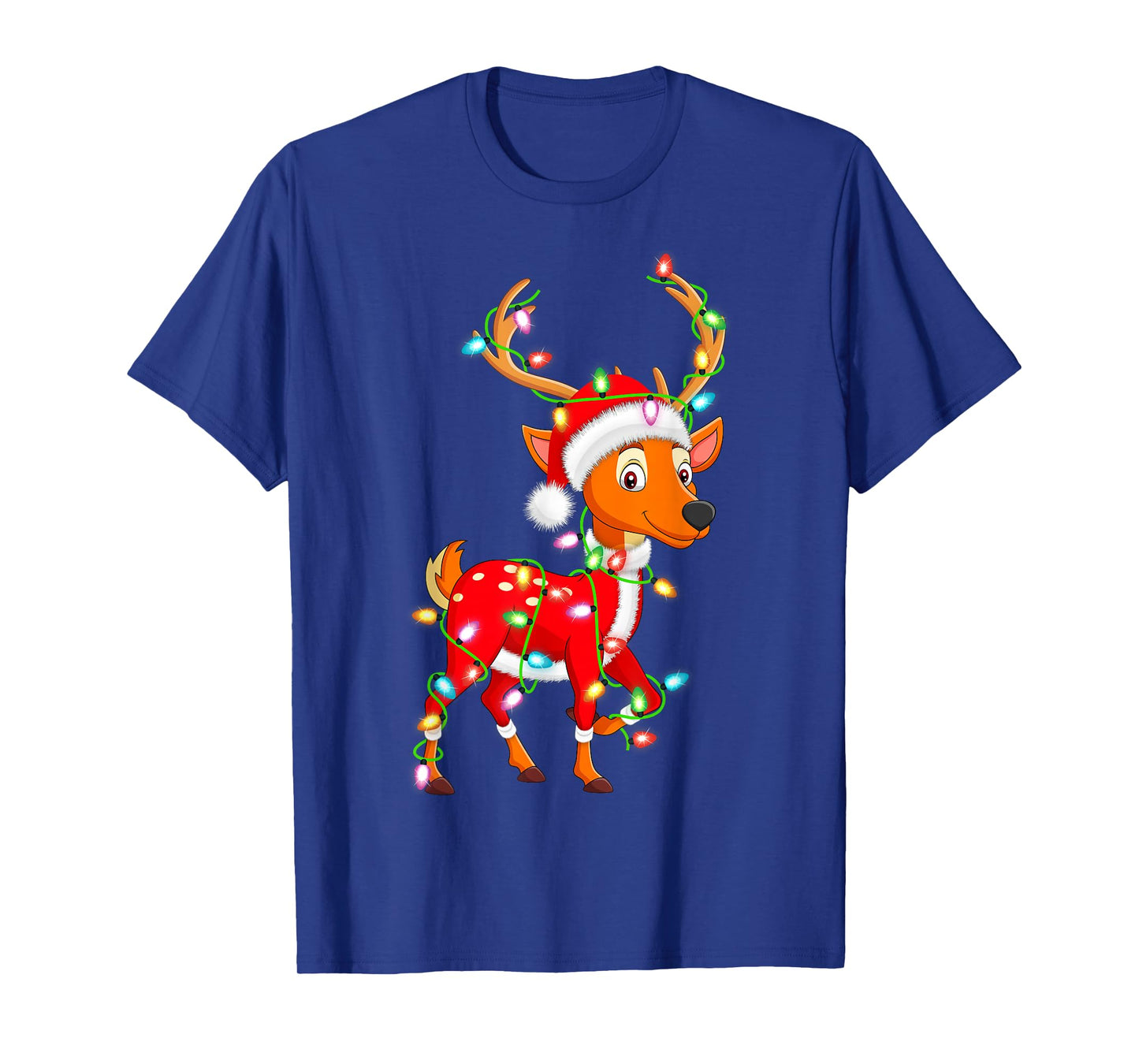 Deer Christmas Lights Santa Costume Cute Animal Xmas T-Shirt