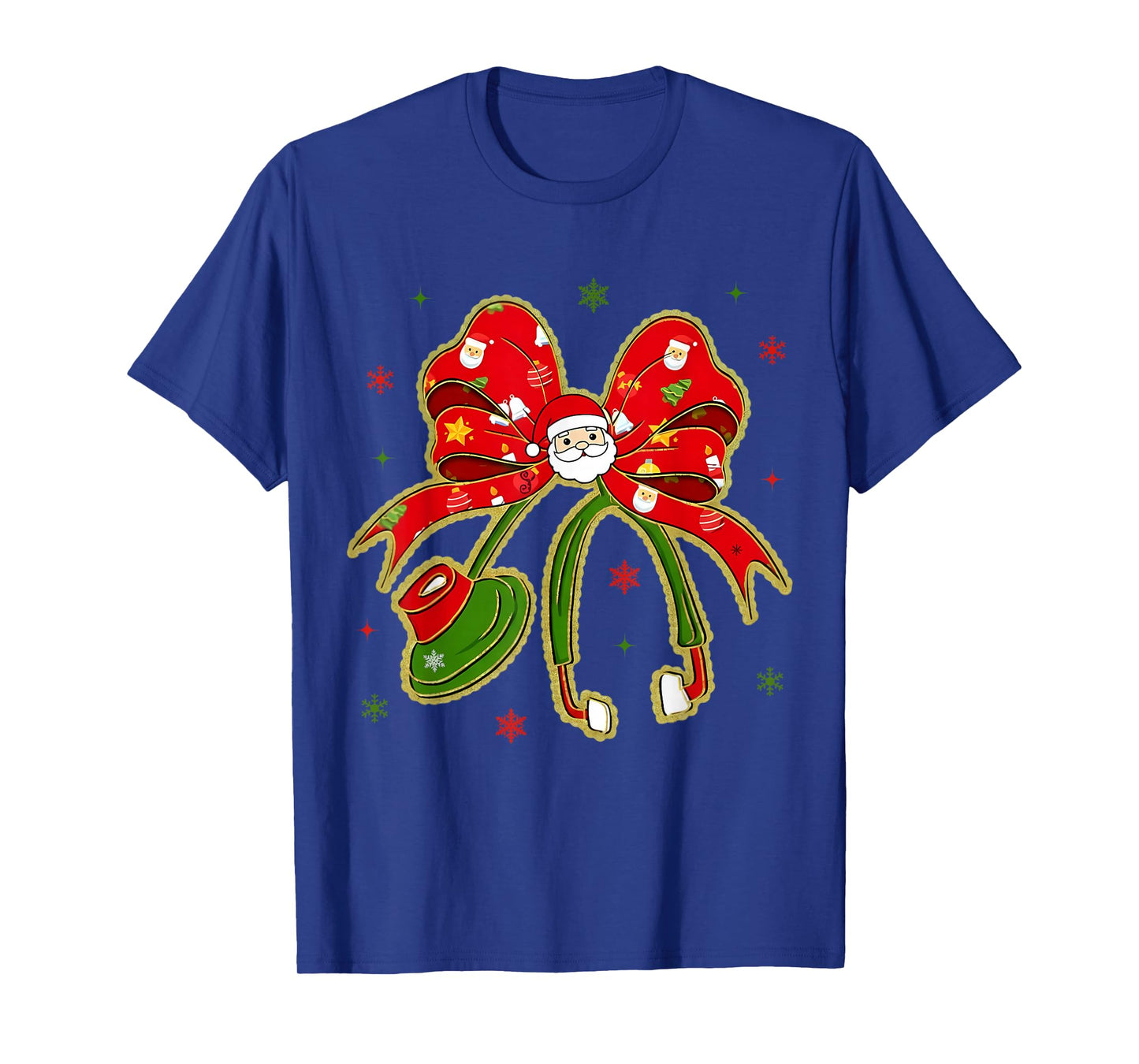 Nurse Christmas Stethoscope Nurses Xmas Pajamas Santa Women T-Shirt