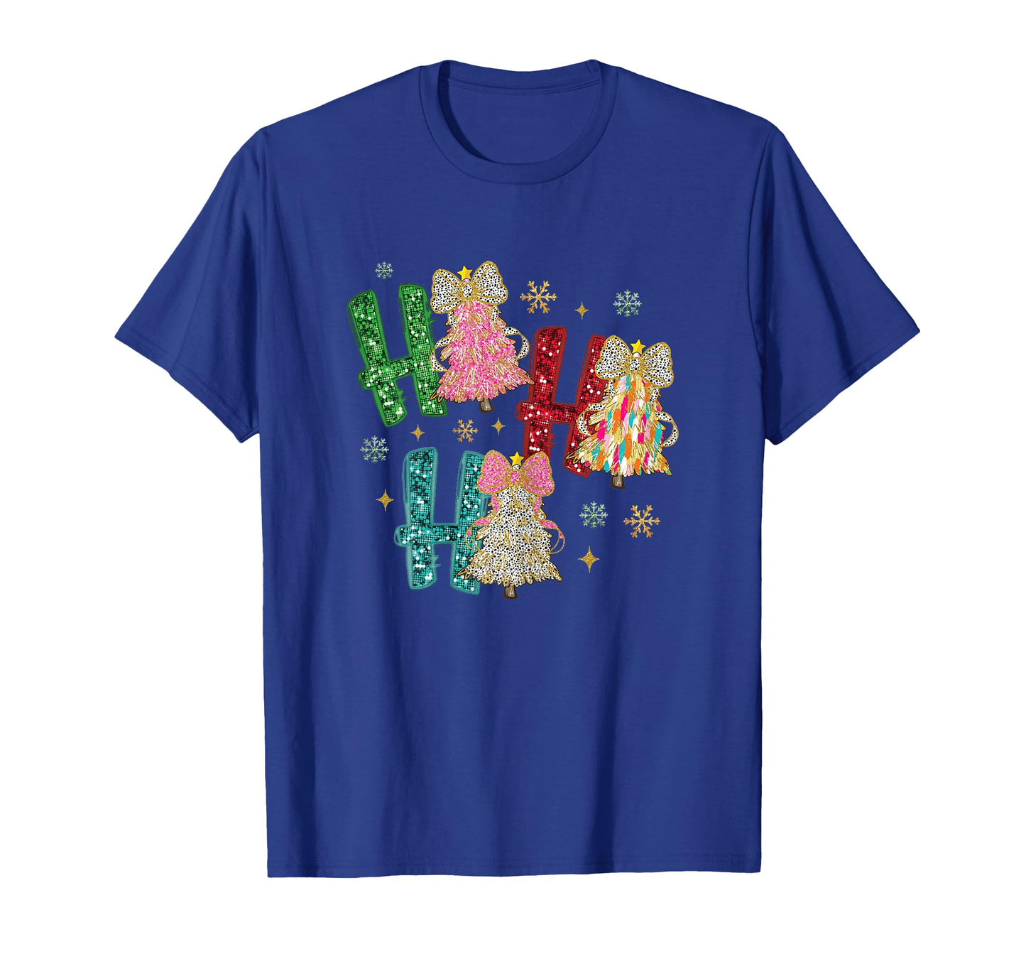 Womens Ho Ho Ho Bling Bling Coquette Christmas Tree Merry Christmas T-Shirt