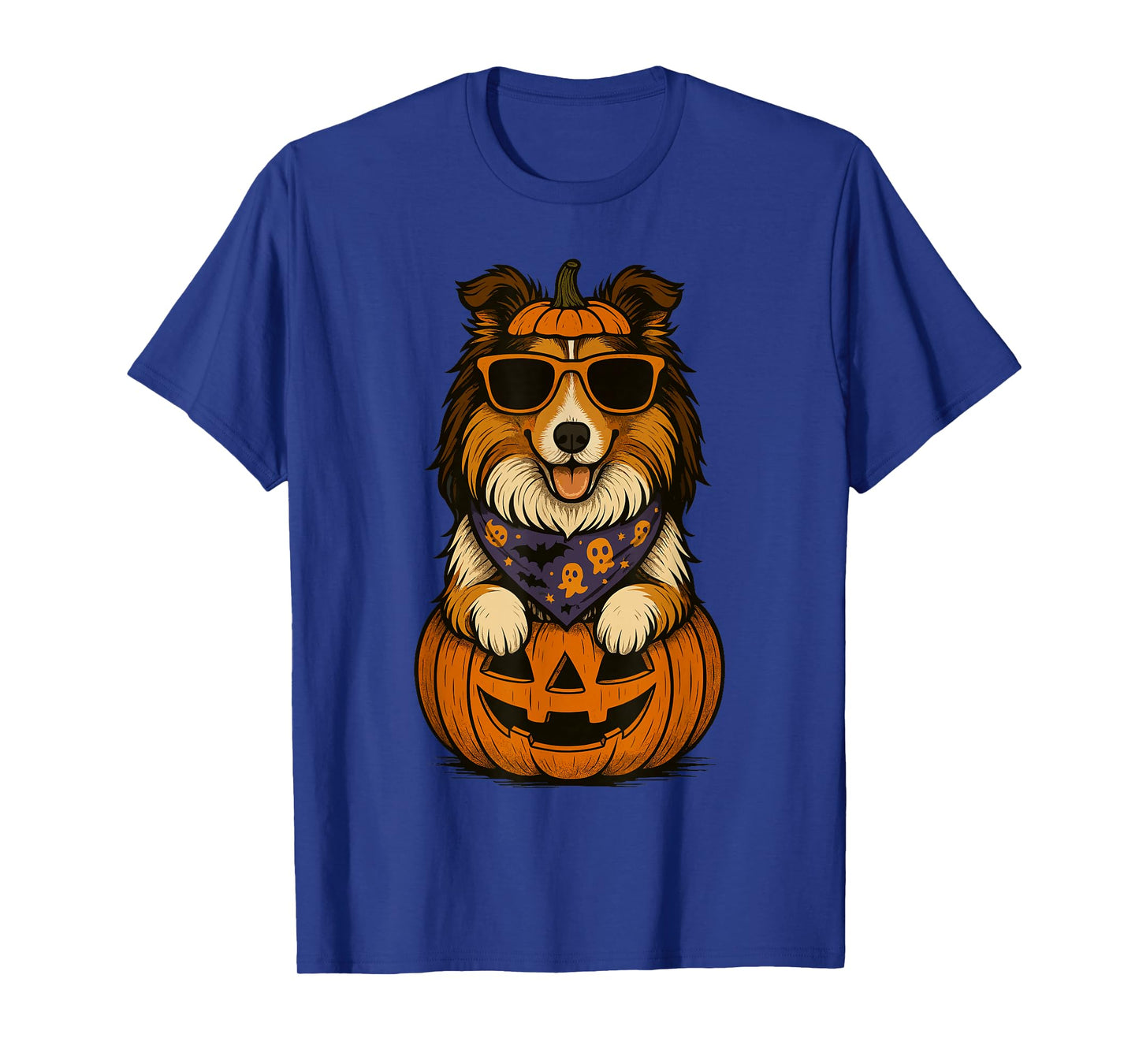Spooky Rough Collie Pumpkin Halloween Dog Lover T-Shirt