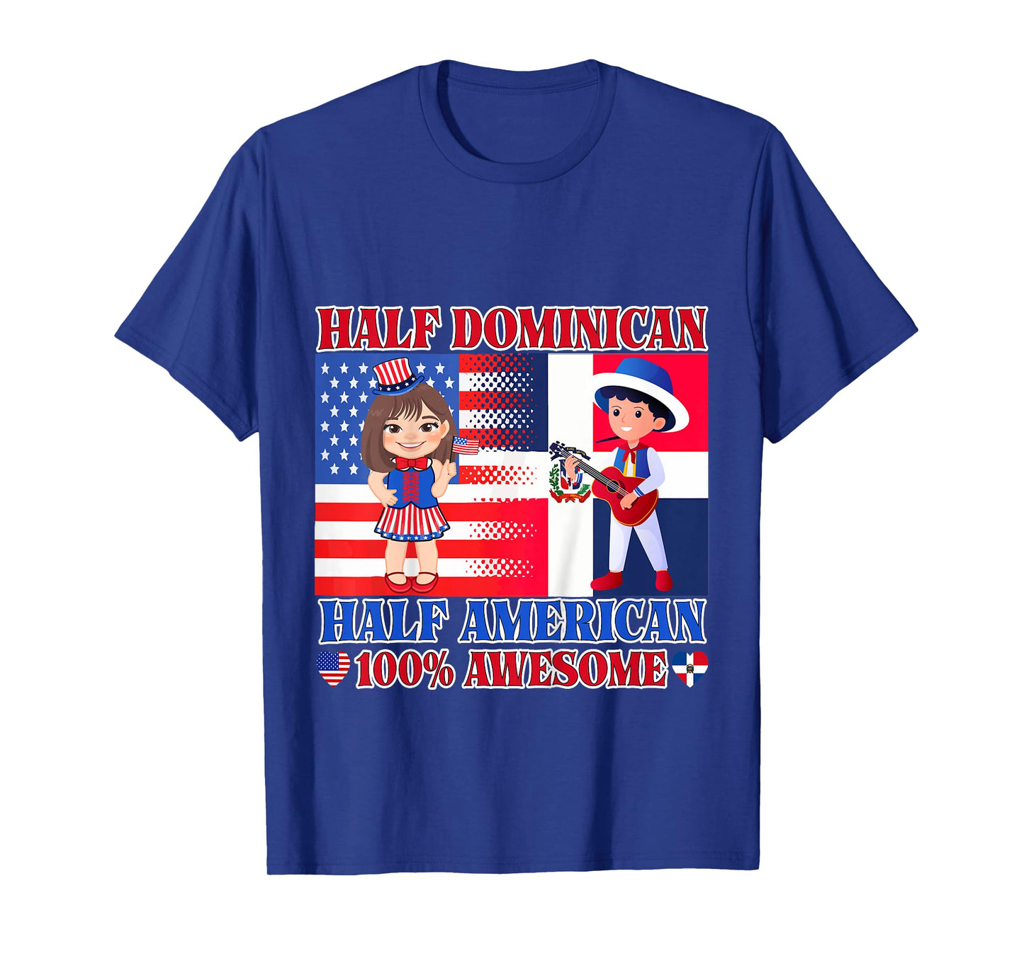 Kids Half American Half Dominican Republic USA Flag Toddler Girls T-Shirt