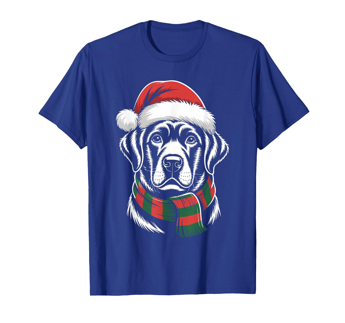 Black Labrador Dog Xmas Santa Hat Scarf Christmas Costume T-Shirt