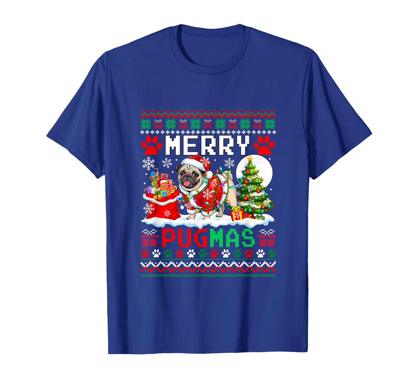 Merry Pugmas Christmas Sweater Santa Pug Funny Owner T-Shirt