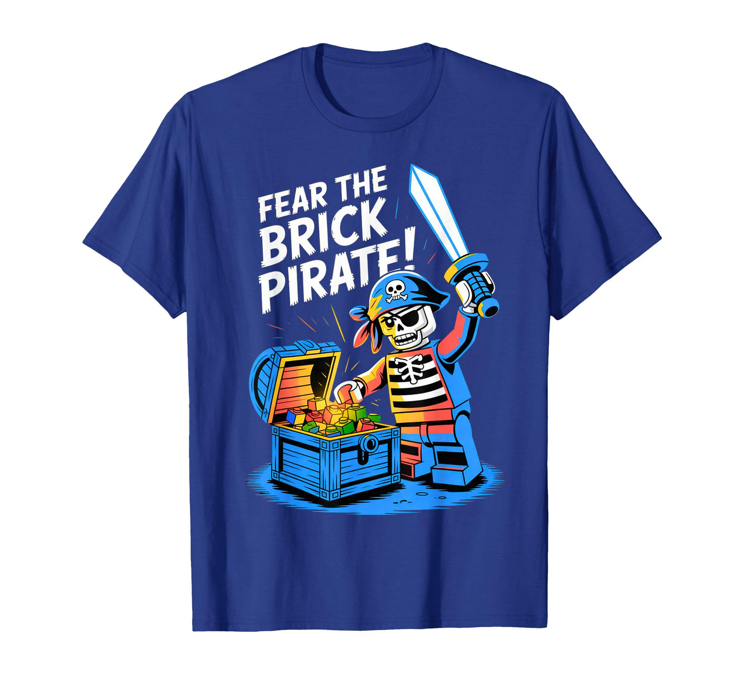 Halloween Bricks Pirate Skeleton Builder Blocks Building Toy T-Shirt