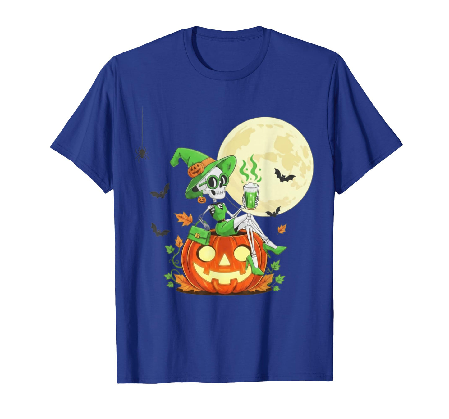 Spooky Chic Skeleton Witch Halloween Matcha Lover for Women T-Shirt