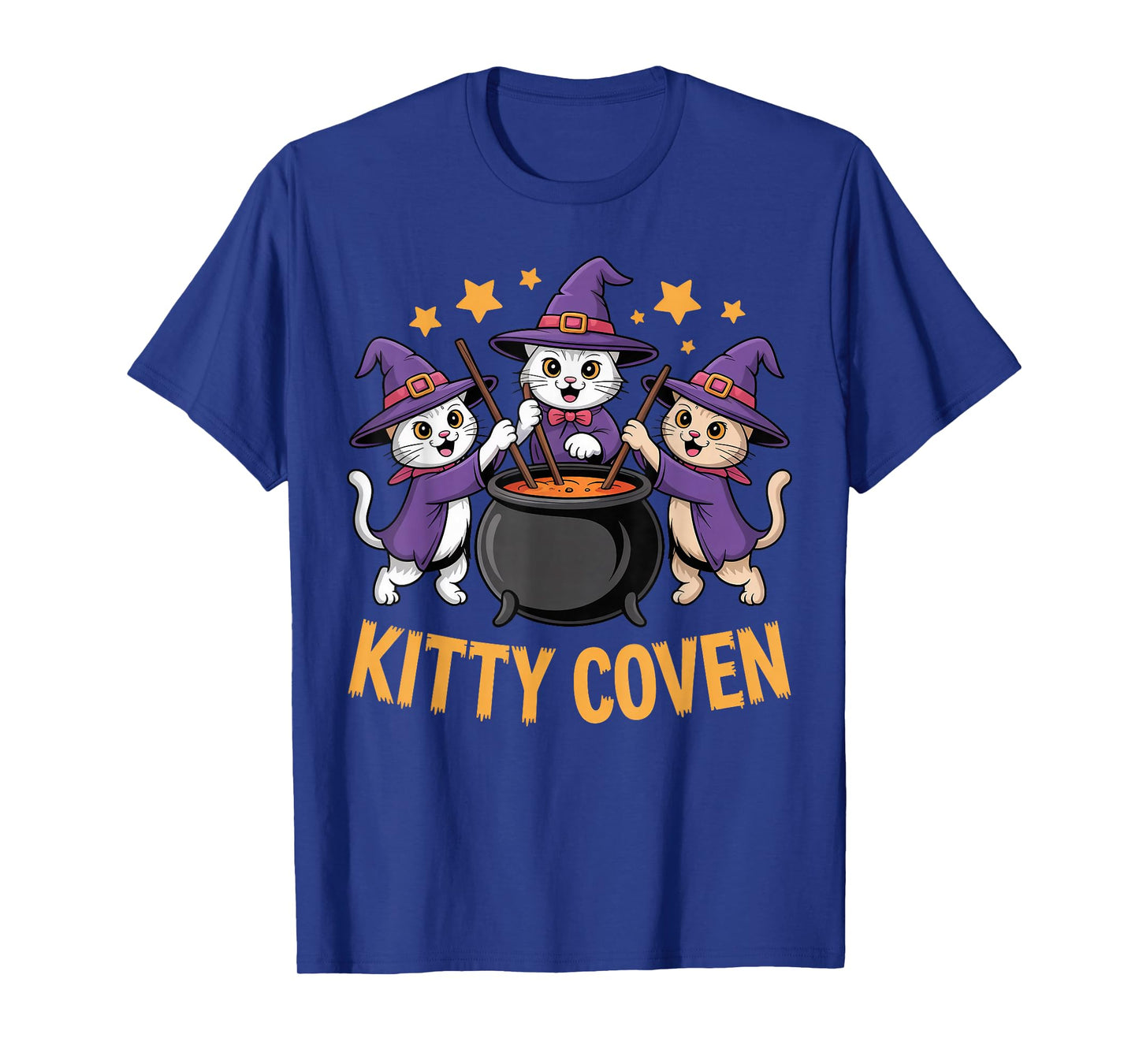 Kitty Coven Adorable Witch Cats, Magical Cauldron Halloween T-Shirt