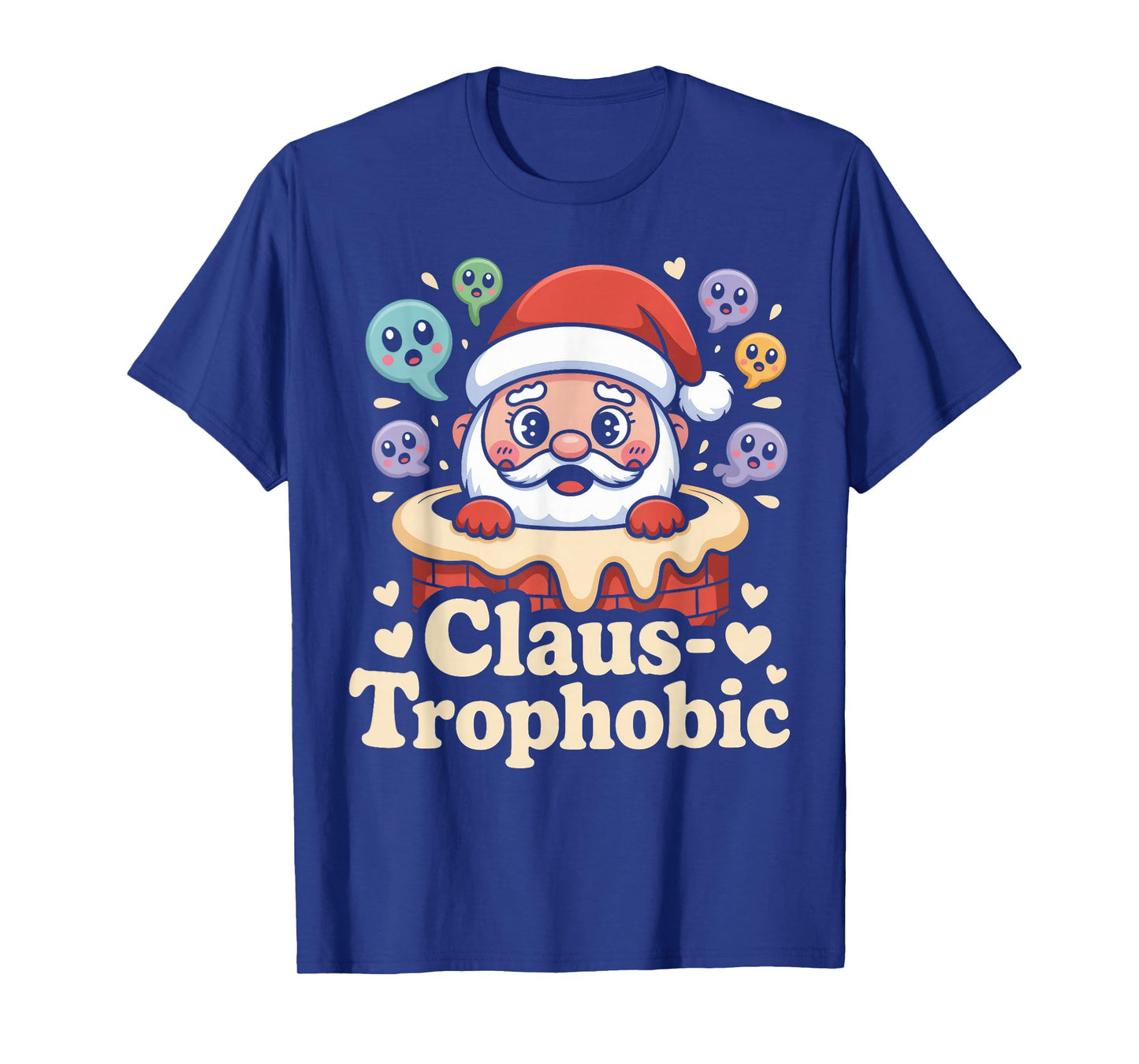 Claus-trophobic Santa Stuck in a Chimney Christmas Pun T-Shirt