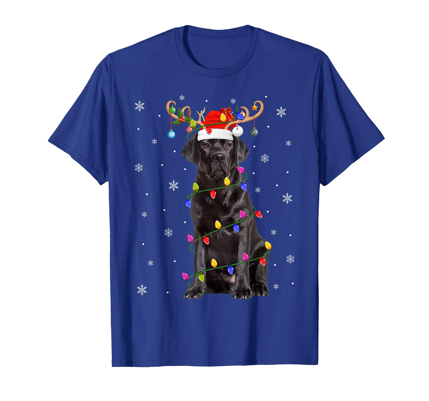 Black Labrador Retriever Dog Christmas Lights Dog Lover Xmas T-Shirt