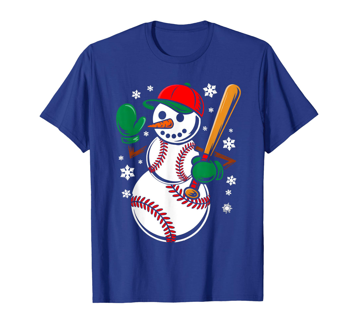 Baseball Santa Hat Snowman Xmas Funny Baseball Christmas T-Shirt