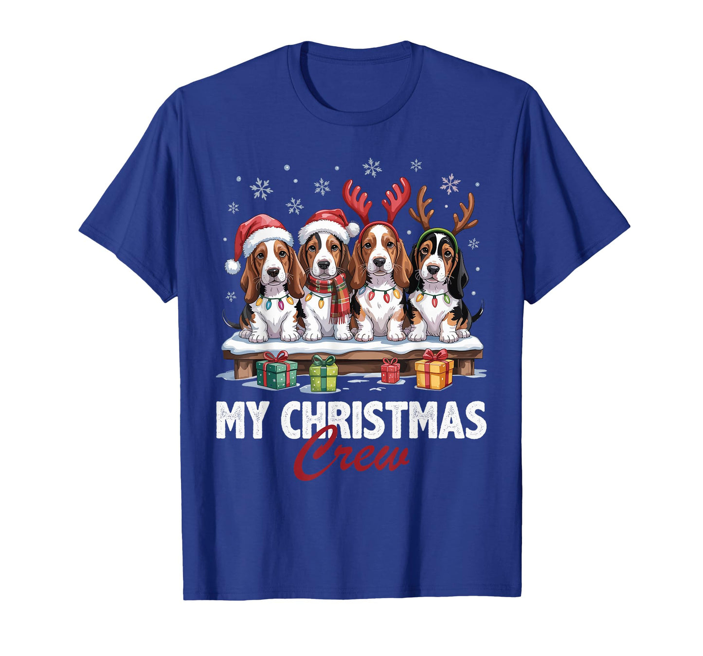 Basset Hound Christmas Crew Funny Dog Lovers Holiday Pajama T-Shirt