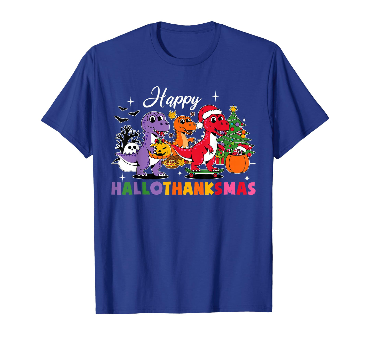 Dinosaur Halloween Thanksgiving Christmas Hallothanksmas T-Shirt
