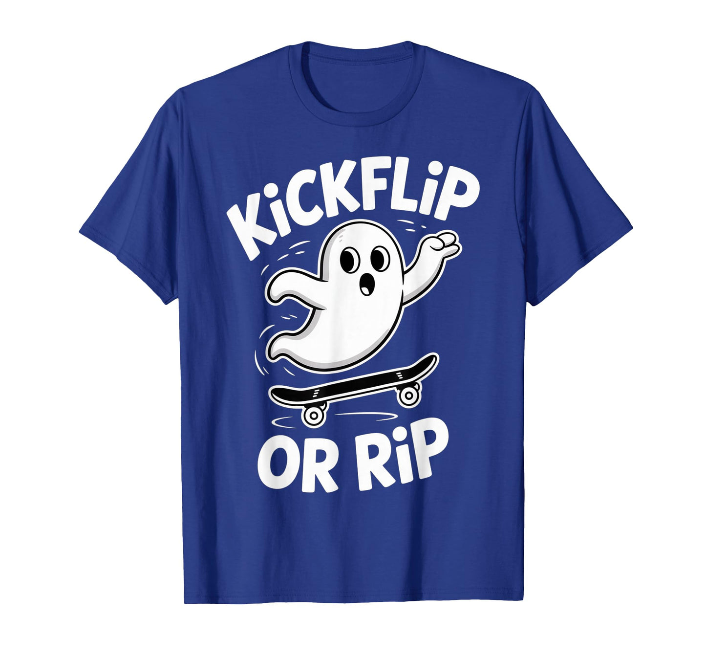 Funny Ghost On Skateboard Retro Halloween Costume Kids Boys T-Shirt
