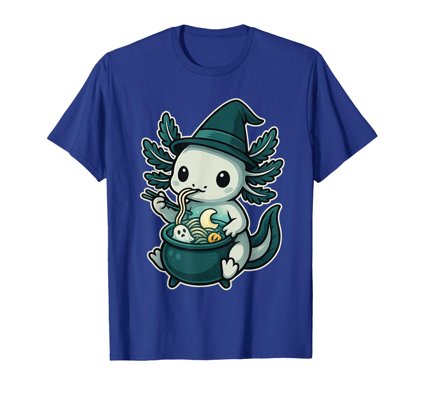 Witchy Axolotl Ramen in Cauldron Kawaii Chibi Halloween T-Shirt