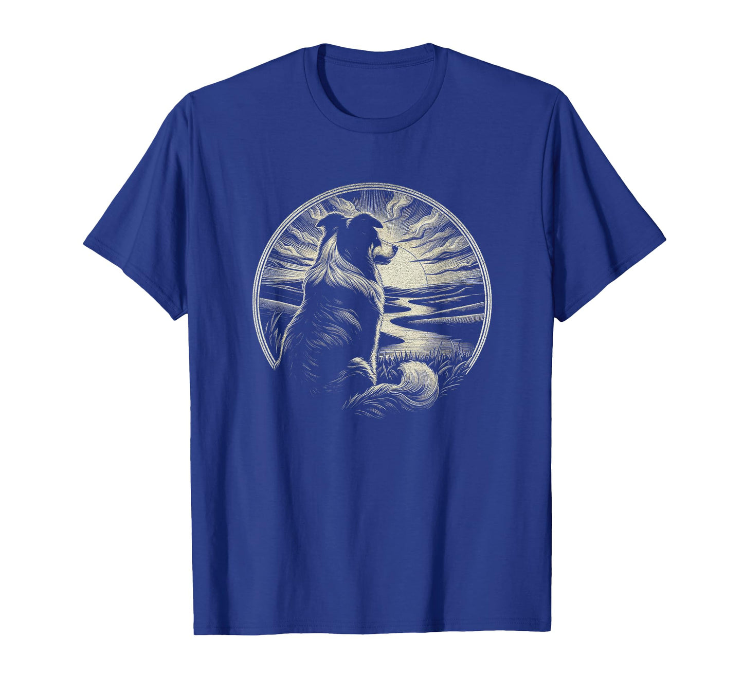 Vintage Australian Shepherd Dog Retro Sunset Art Design Men Women T-Shirt