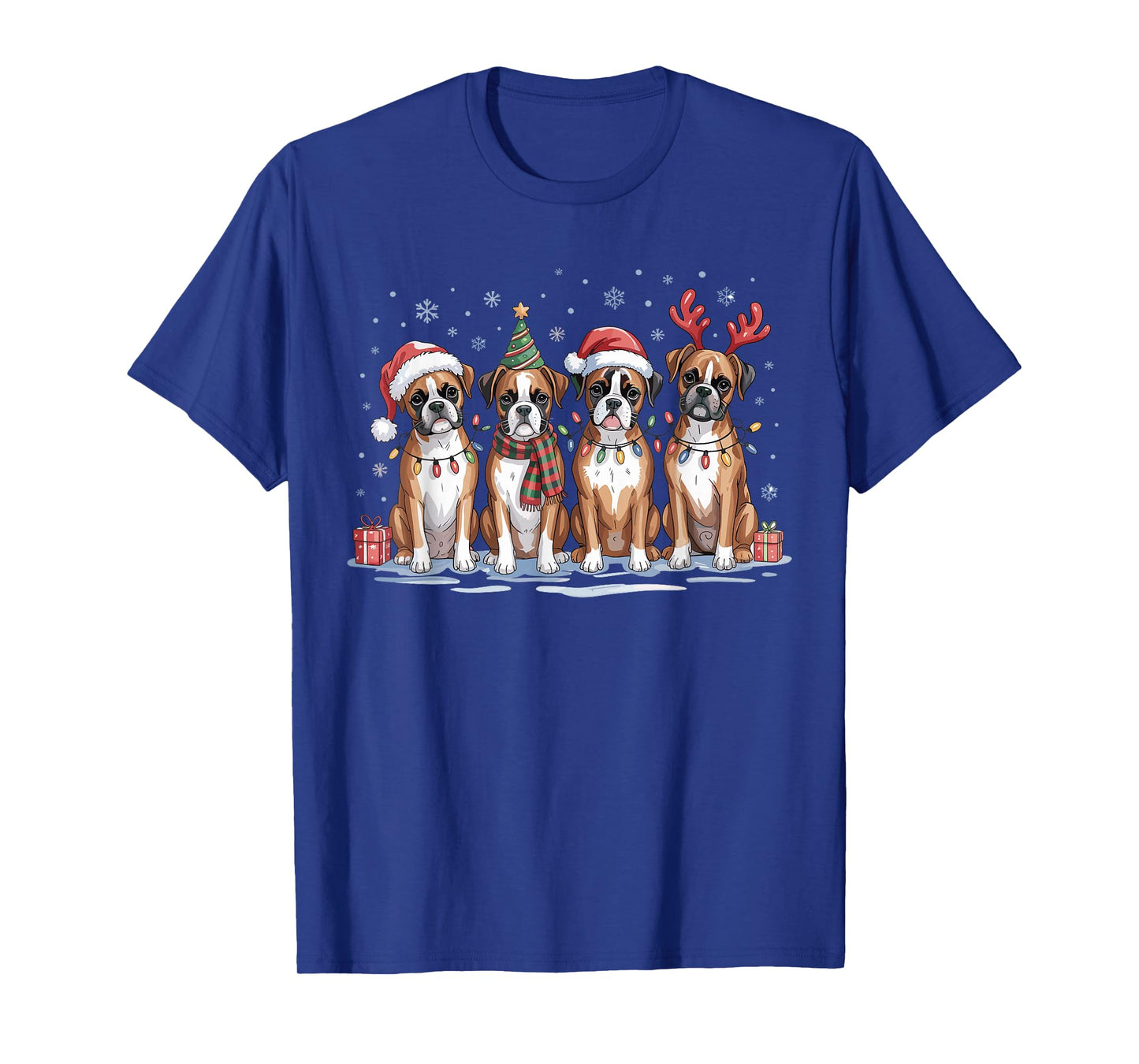 Cute Boxer Christmas Puppies Dog Lovers Funny Holiday Pajama T-Shirt
