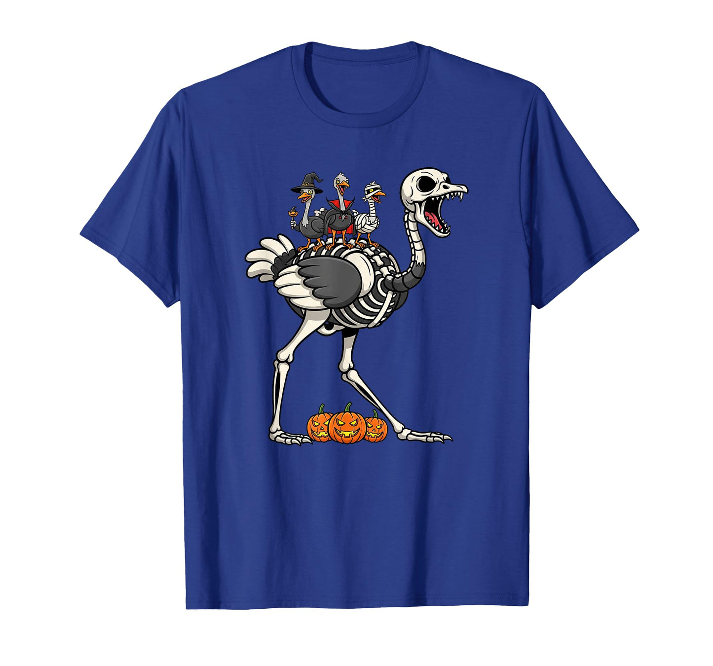Ostrich Skeleton Mummy Witch Halloween Kids Mens Womens T-Shirt