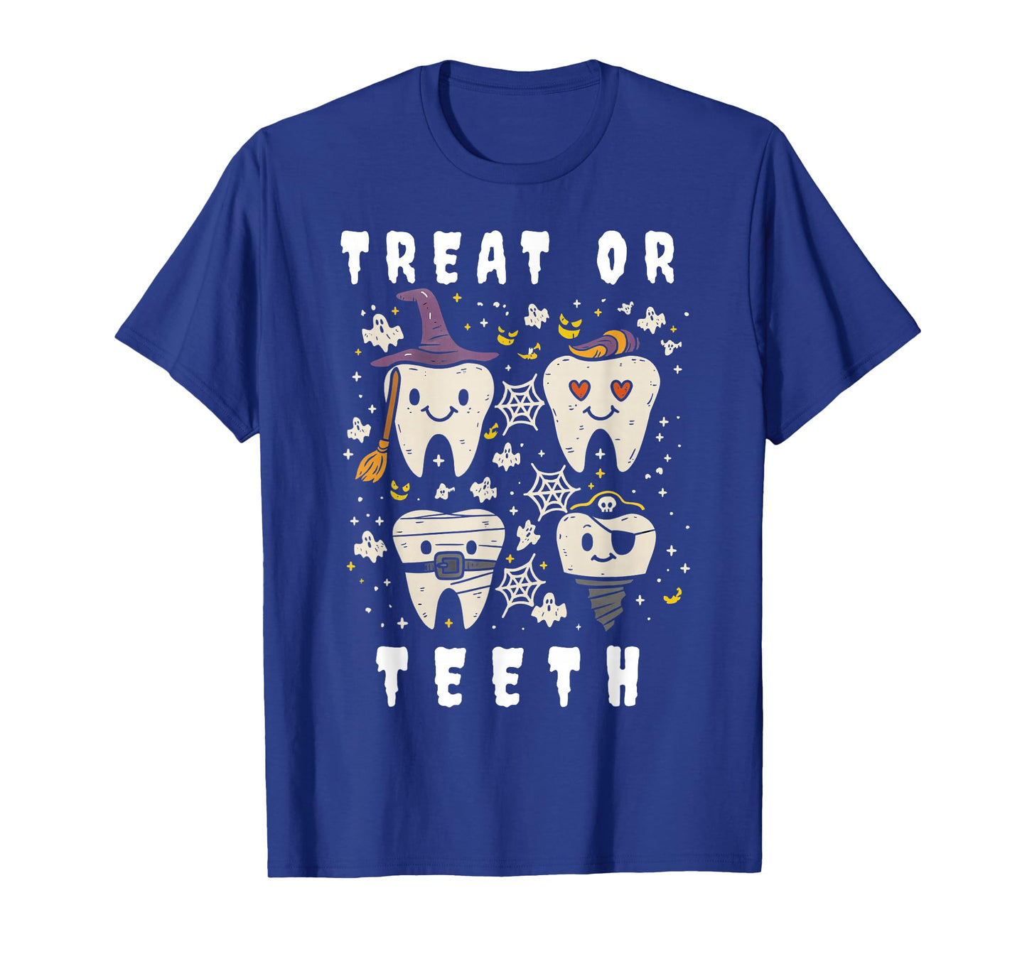 Trick Or Teeth Funny Dental Halloween Dentist Crew Costume T-Shirt