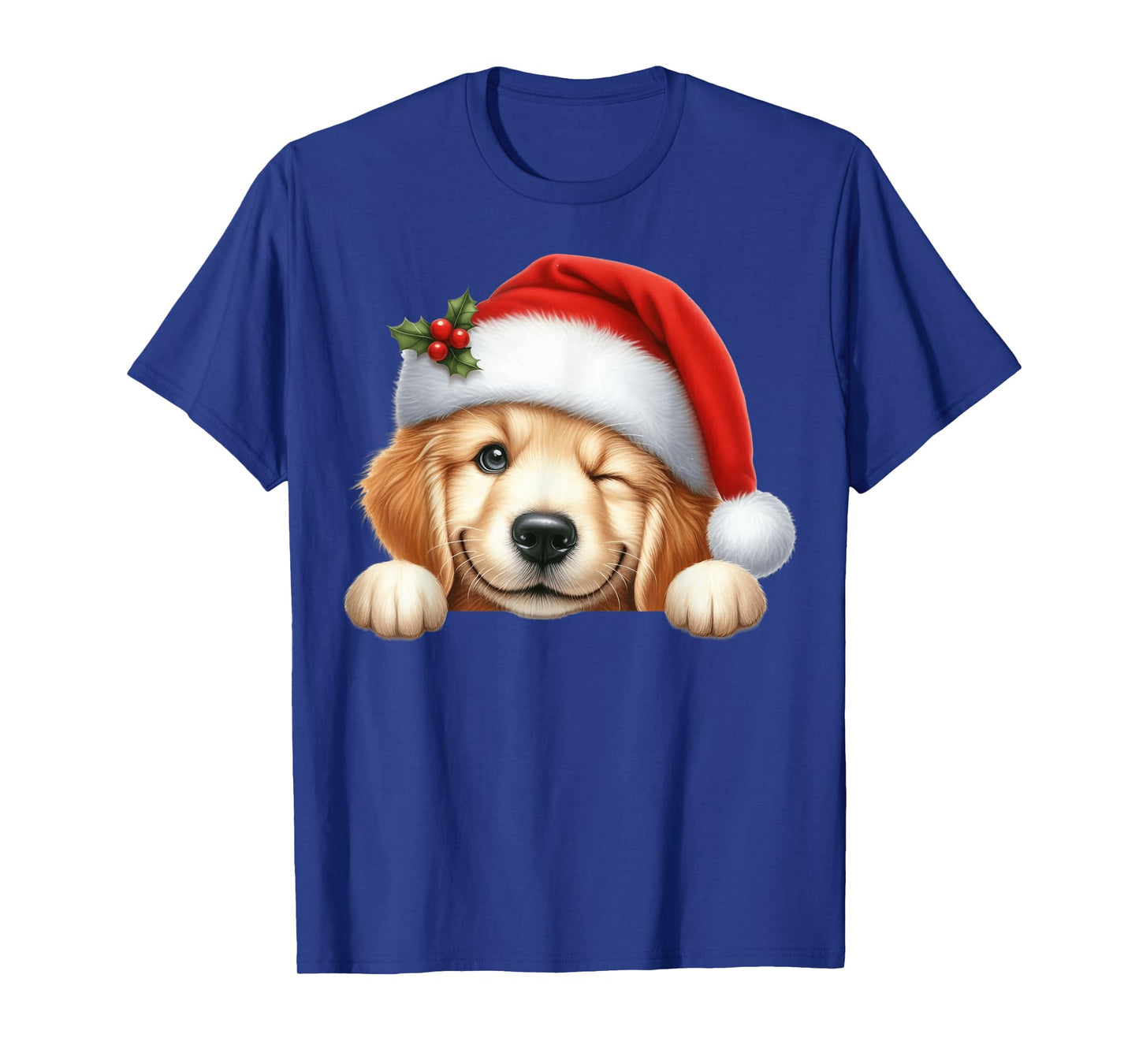 Golden Retriever Dog Christmas Santa Hat Dog Mom Dad T-Shirt