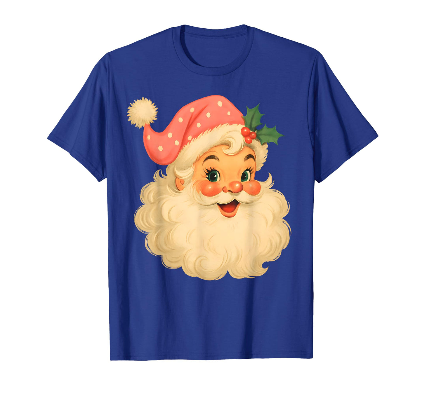 Vintage Pink Santa Claus Merry Christmas Men Women Boys Girl T-Shirt
