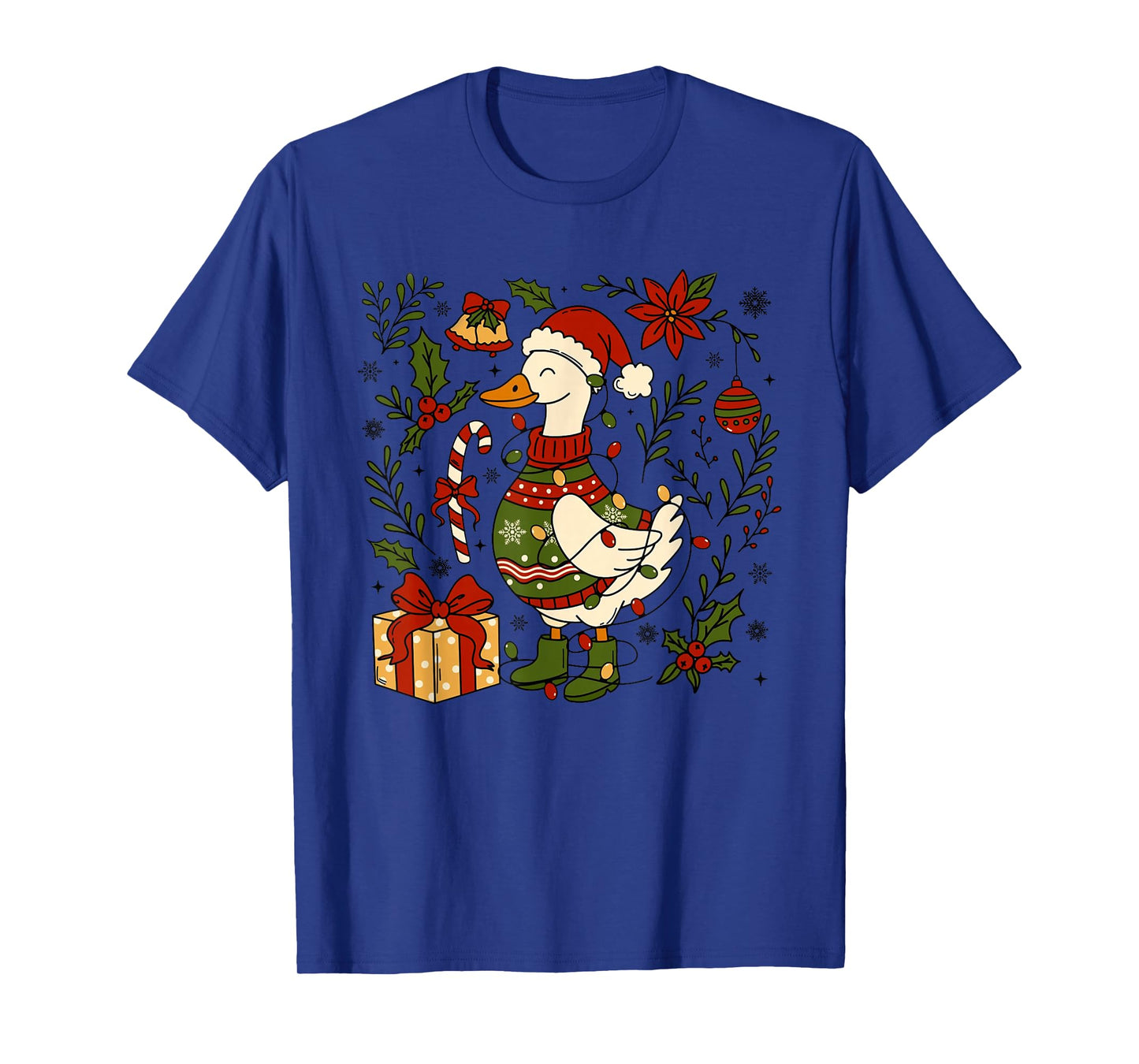 Retro Christmas Silly Goose Christmas Light Goosemas Funny T-Shirt