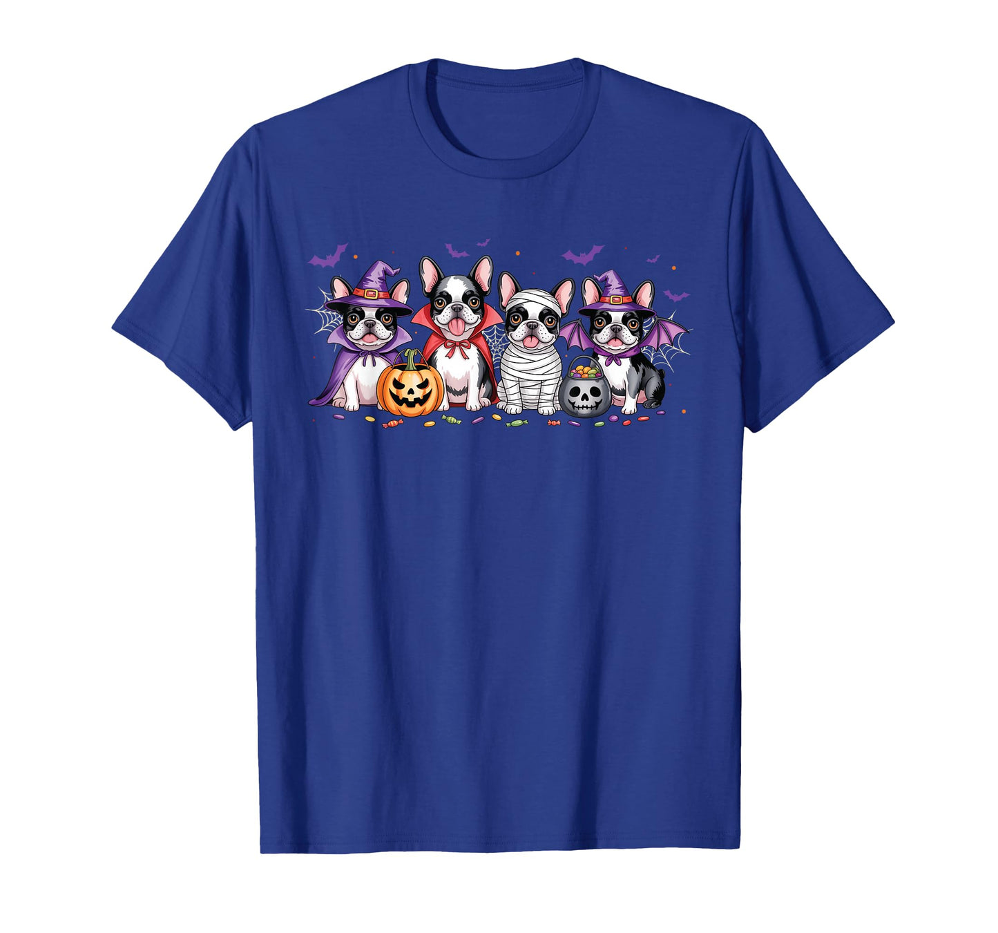 Mummy French Bulldog Halloween Bulldog Ghost Witch Pumpkins T-Shirt