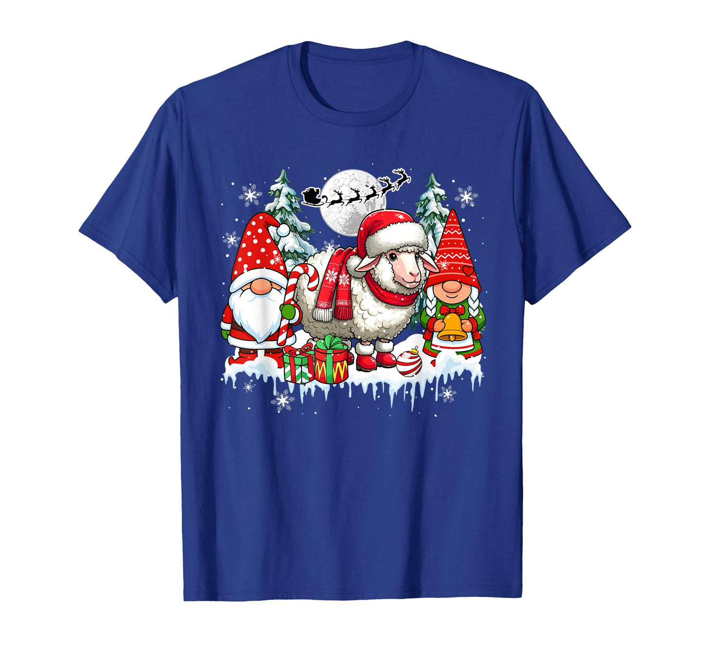 Couple Gnomes Santa Sheep Christmas Trees Farmer Family Kids T-Shirt