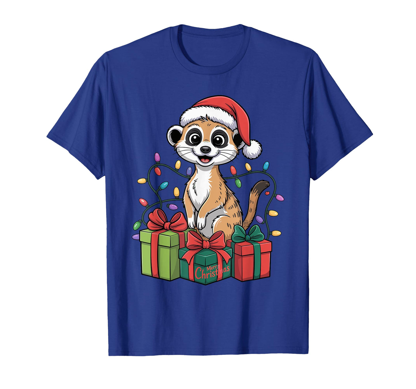 Funny Meerkat Santa Hat Animals Lovers Ugly Christmas Pajama T-Shirt