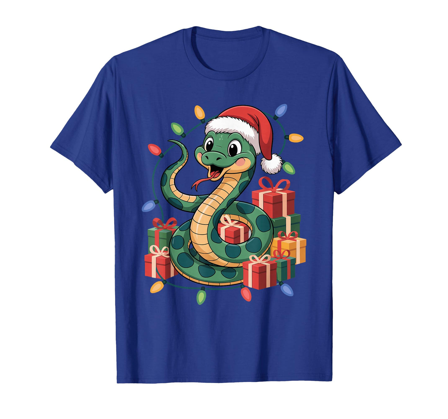 Snake Santa Hat Christmas Design Funny Exotic Pet Lovers T-Shirt