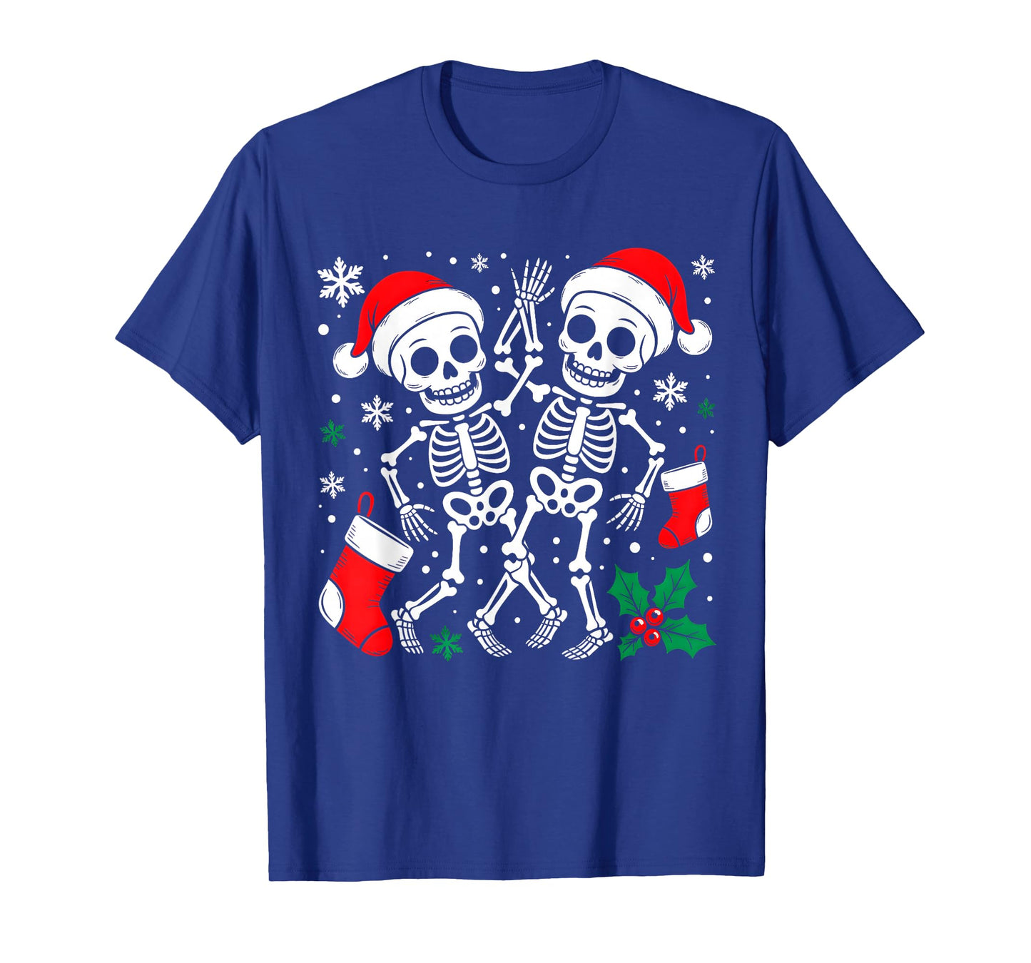 Christmas Dancing Skeletons Funny Xmas Bones Goth Women Men T-Shirt