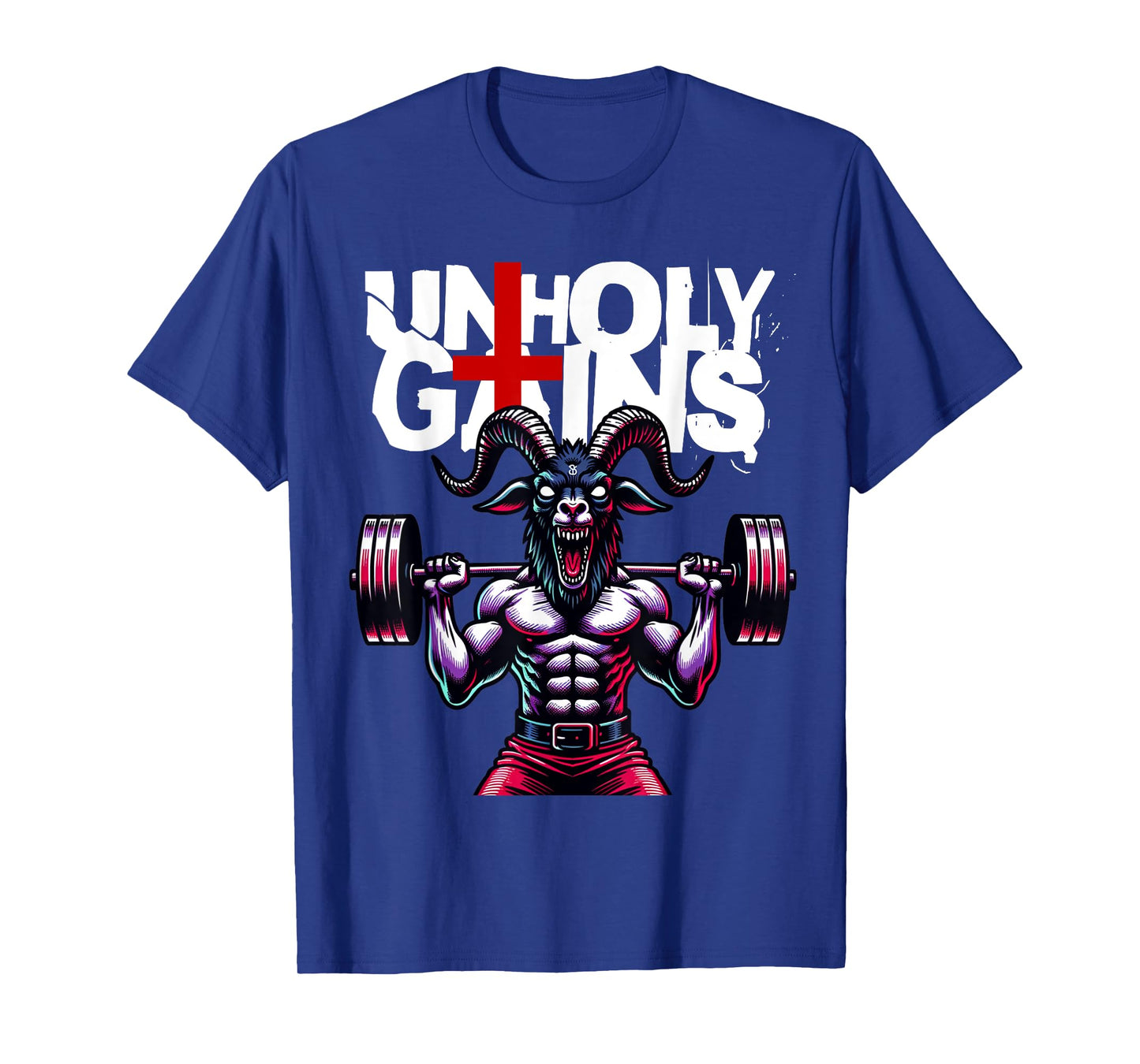Unholy Gains Satanic Workout Devil Worship Goat Deadlift Gym T-Shirt