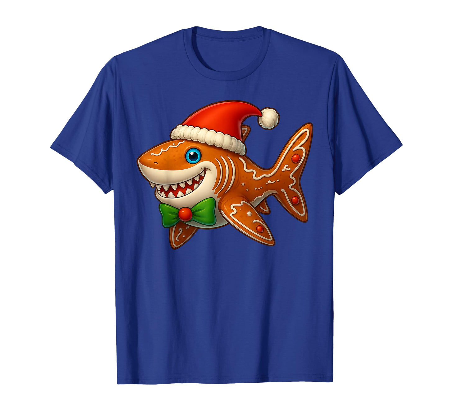 Funny Gingerbread Man Shark Christmas Womens Mens Gifts T-Shirt