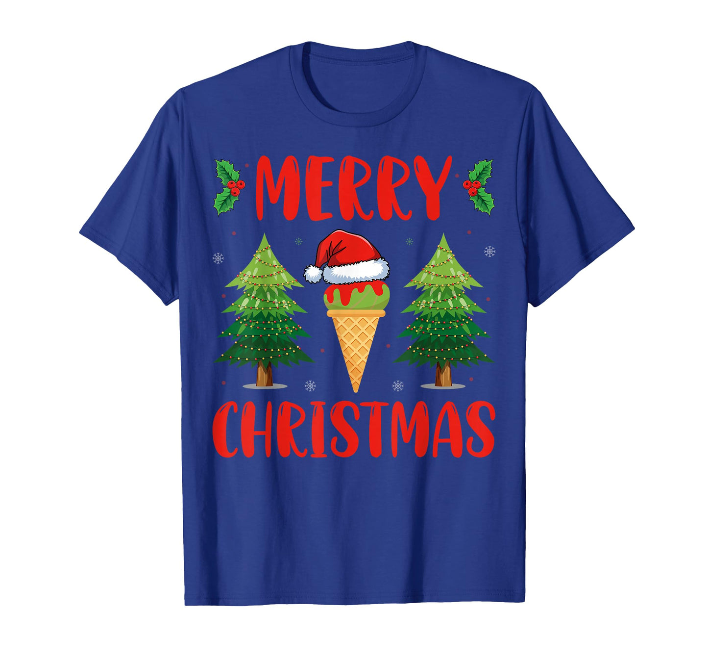 Merry Christmas Ice Cream Lover Xmas Day Santa Hat Gifts T-Shirt