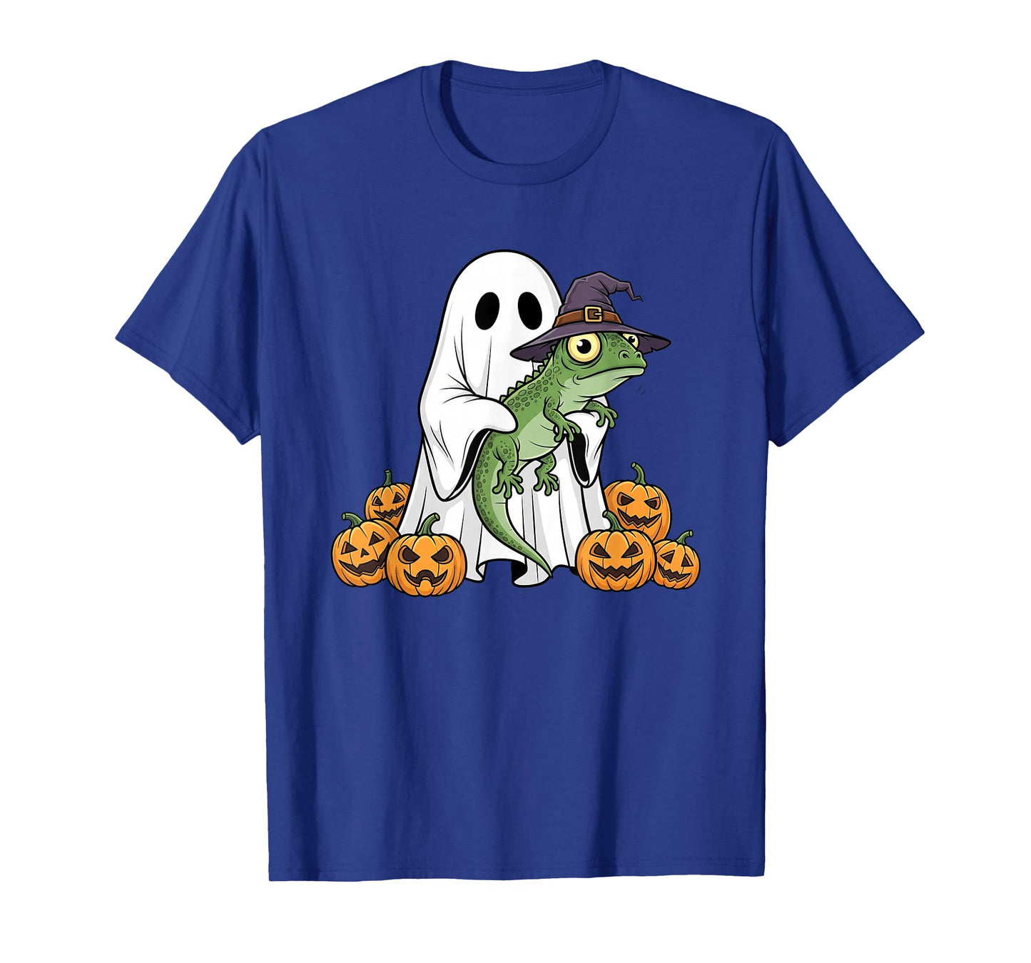 Funny Ghost Lizard Pumpkin Halloween Kids Mens Womens T-Shirt