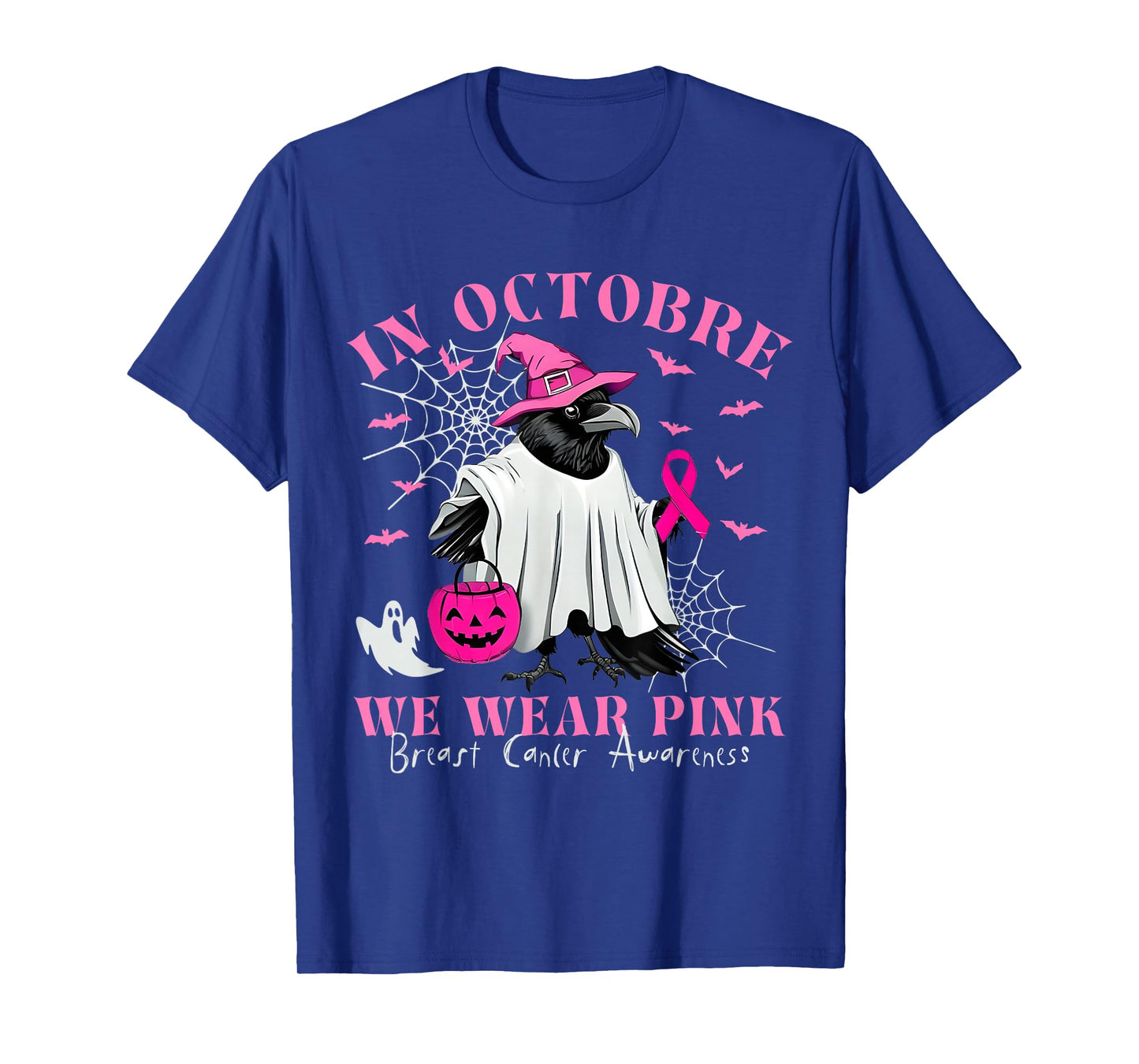 Black Crow F-Caw-F Funny Black Bird in October We Wear Pink T-Shirt