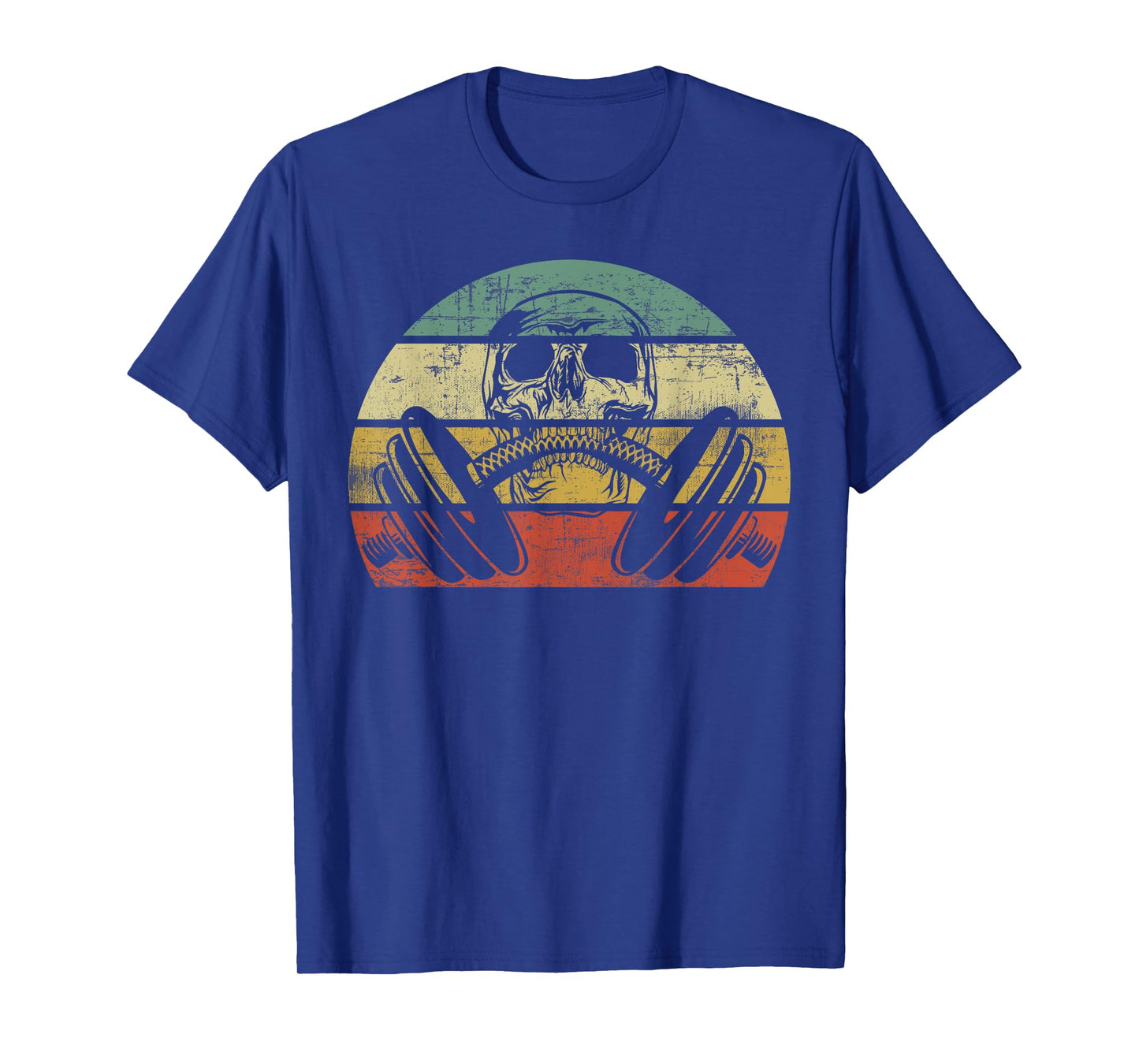 Retro Weightlifting Skull Funny Powerlifting Fitness Gym T-Shirt