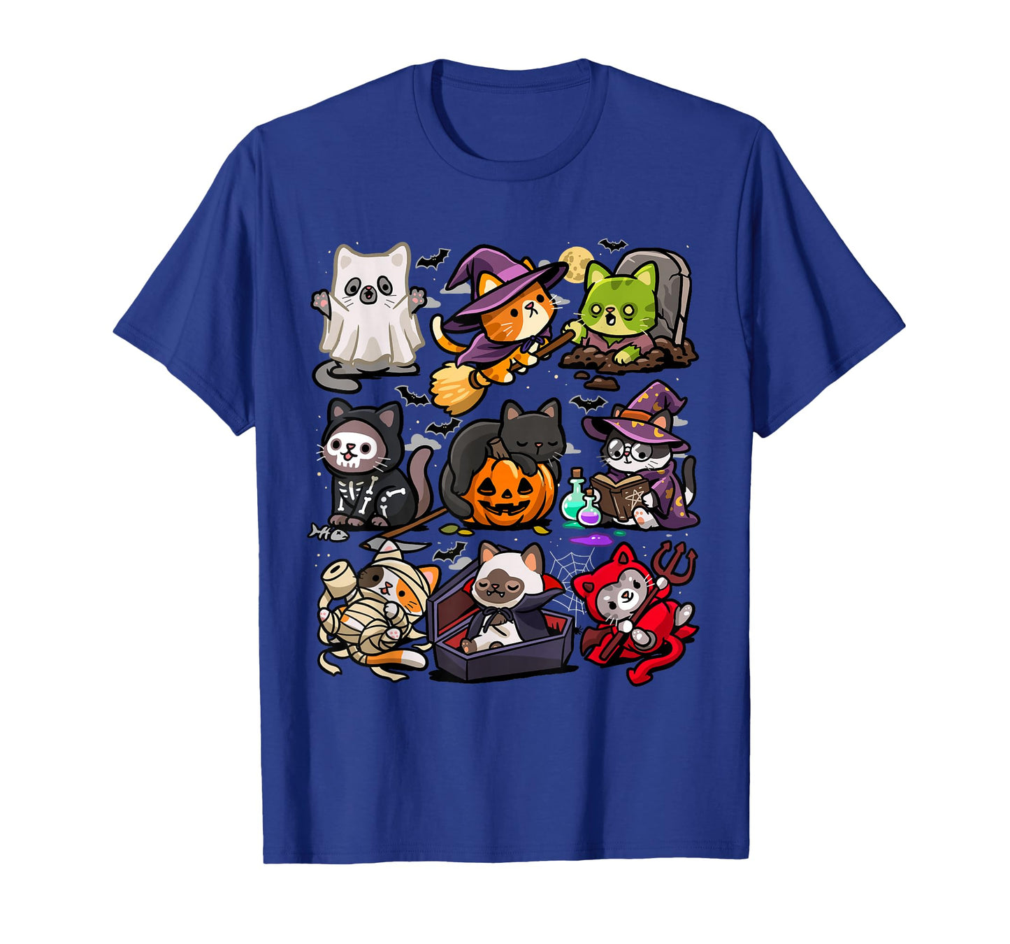 Spooky Cats Halloween Creepy Kittens Ghost Vampire Zombie T-Shirt