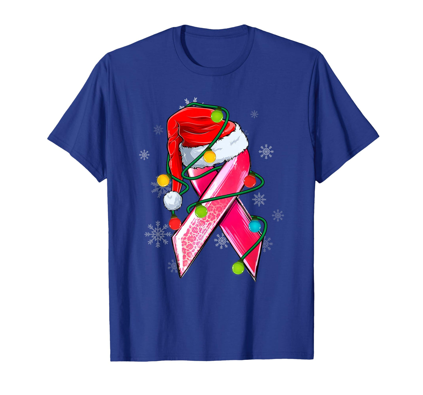 Cute Breast Cancer Awareness Christmas Pink Ribbon Santa Hat T-Shirt