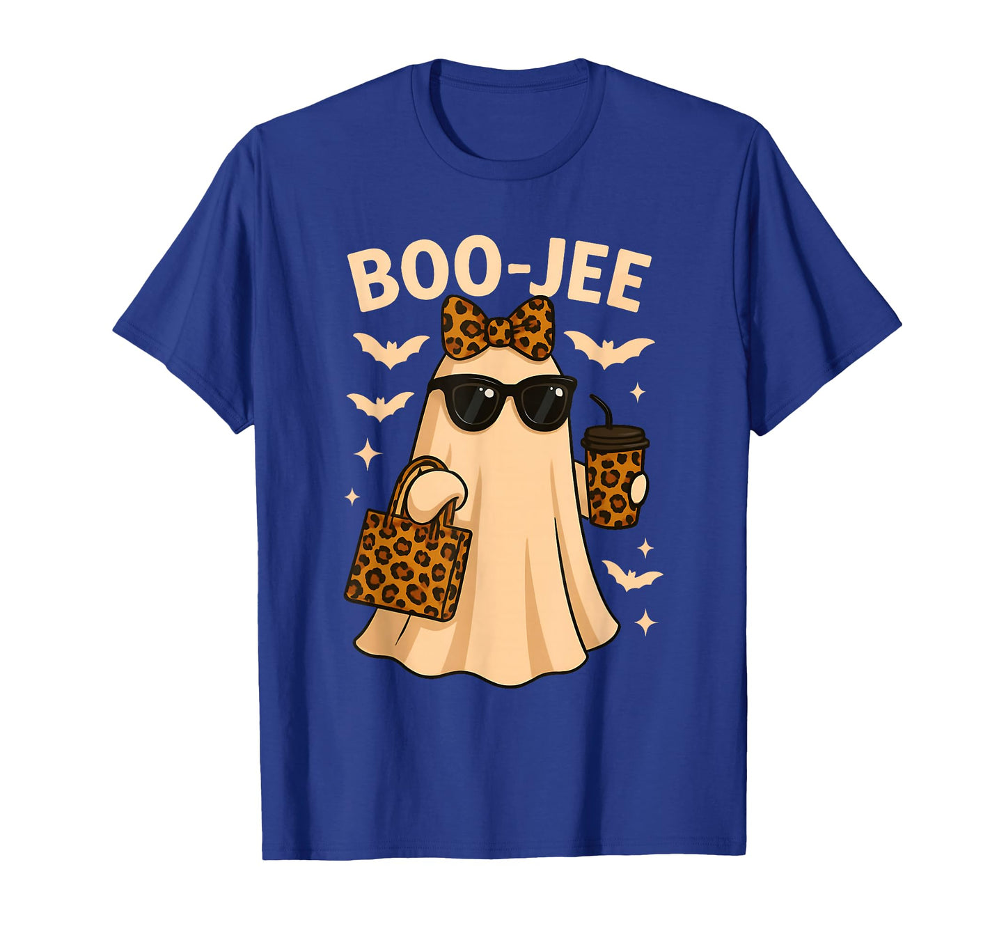 Coquette Leopard Ghost Coffee Boo-JEE Halloween Boujee T-Shirt