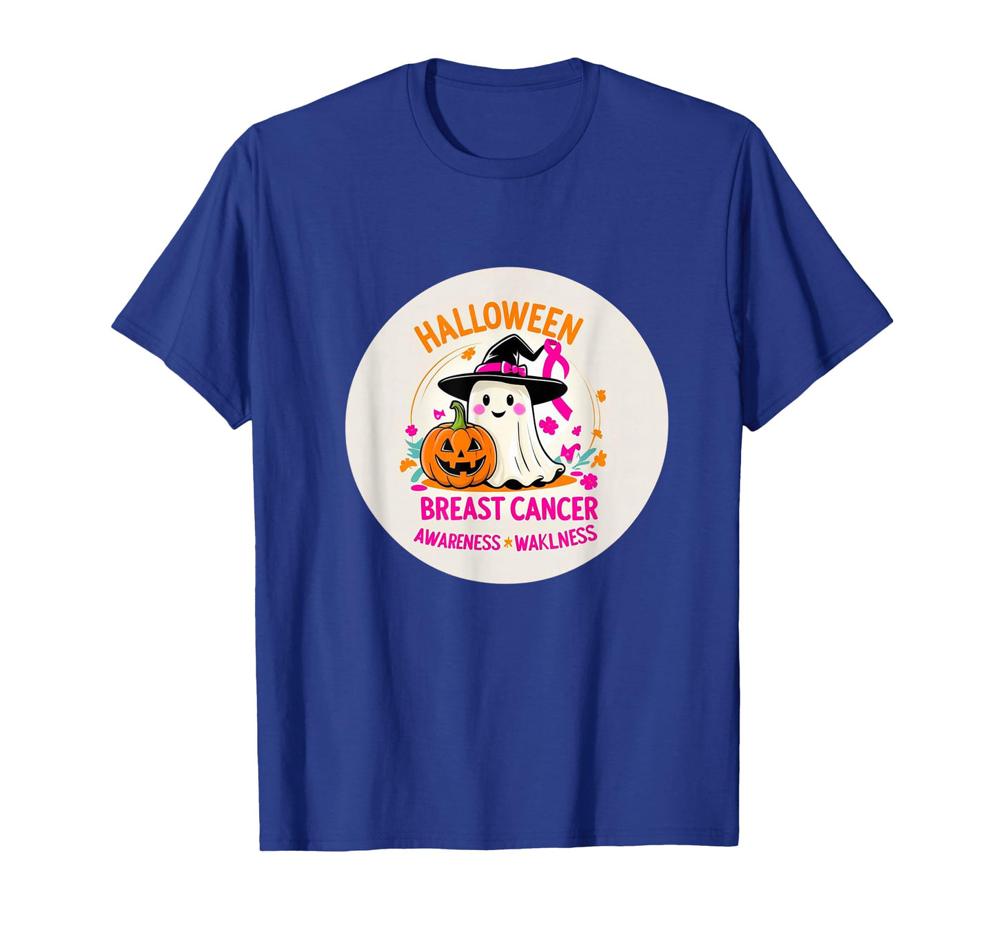 Halloween Breast Cancer Awareness Ghost Pumpkin Design T-Shirt